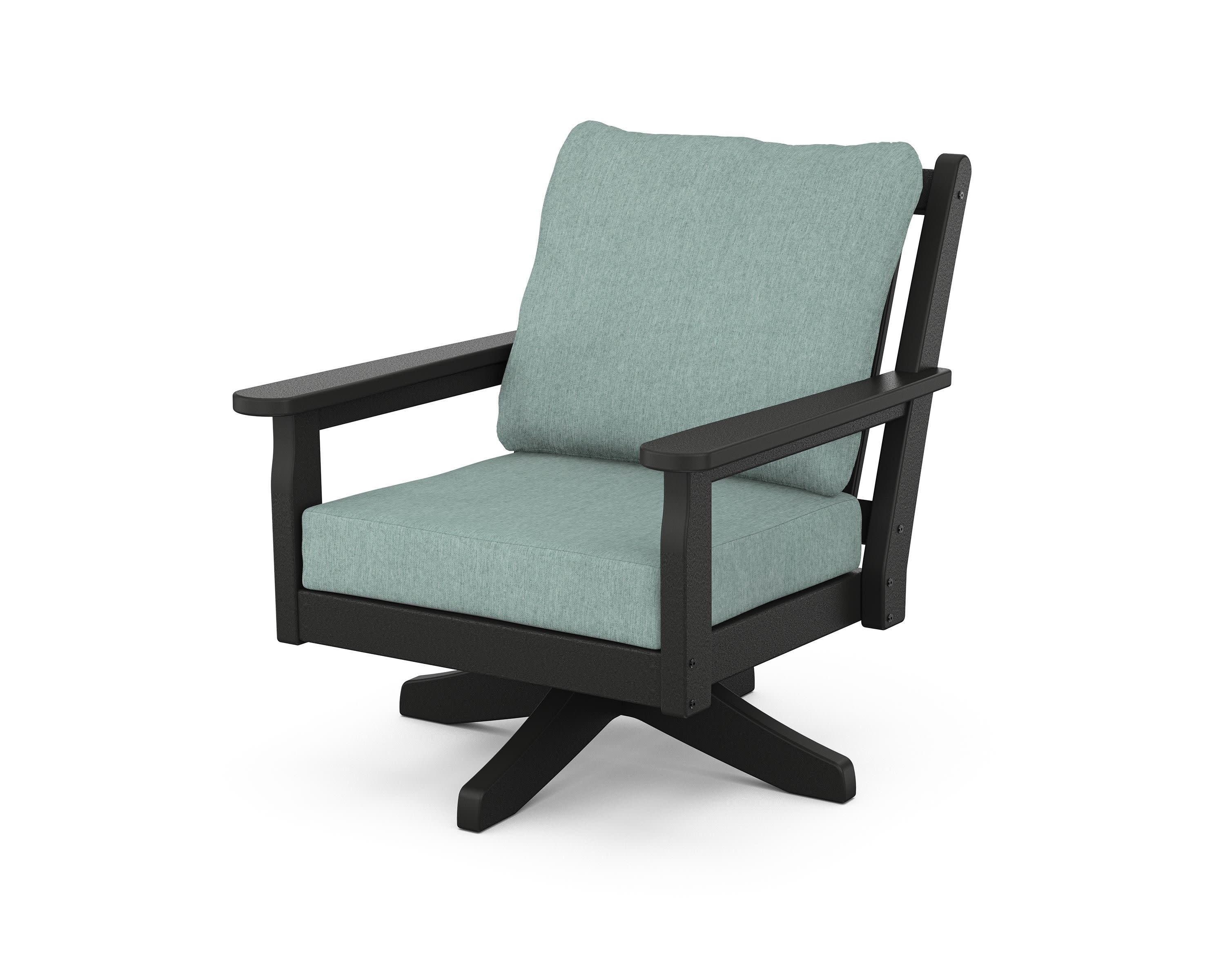Chippendale Deep Seating Swivel Chair in Black / Glacier Spa