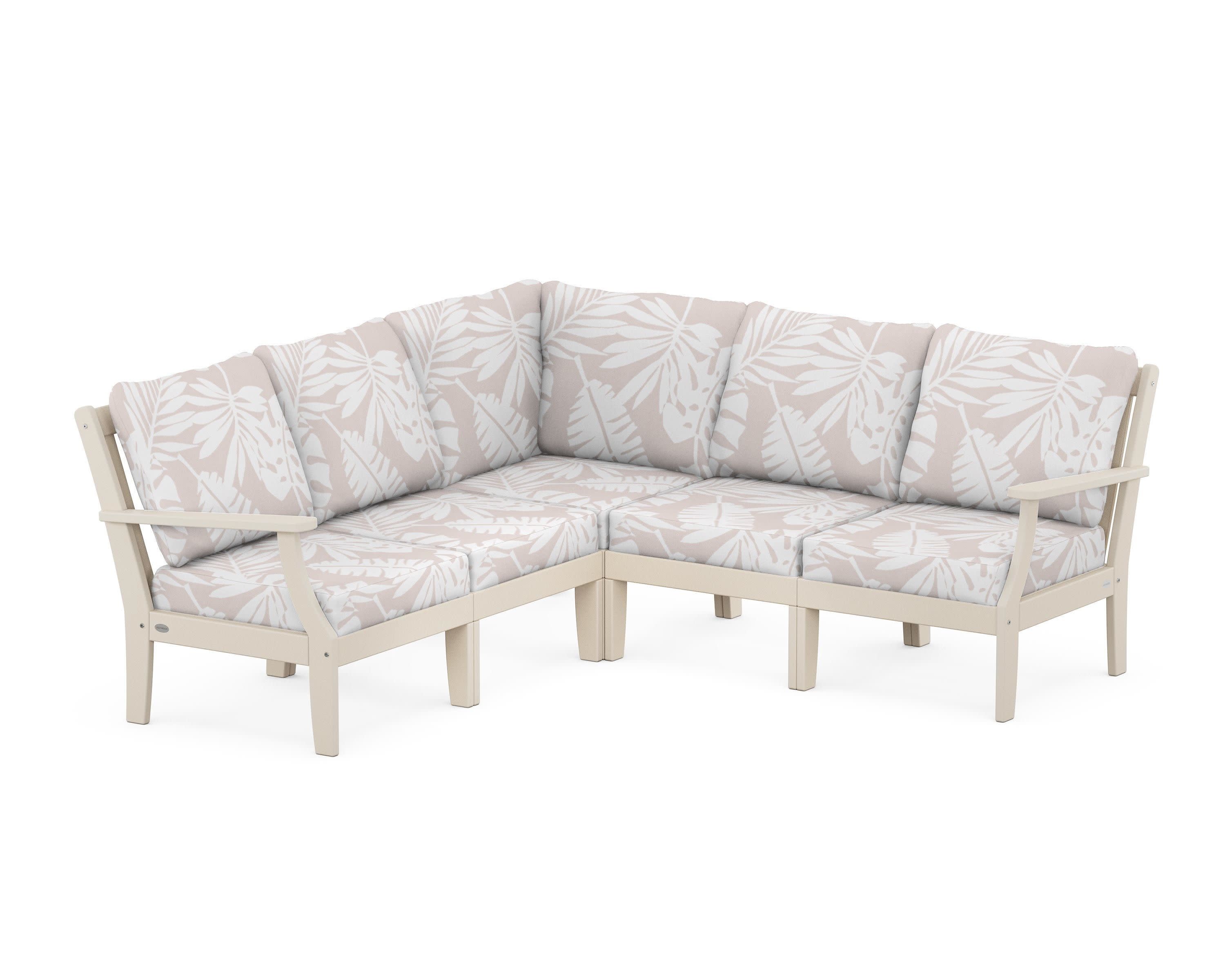 Braxton Modular 5-Piece Deep Seating Set in Sand / Leaf Dune Burlap