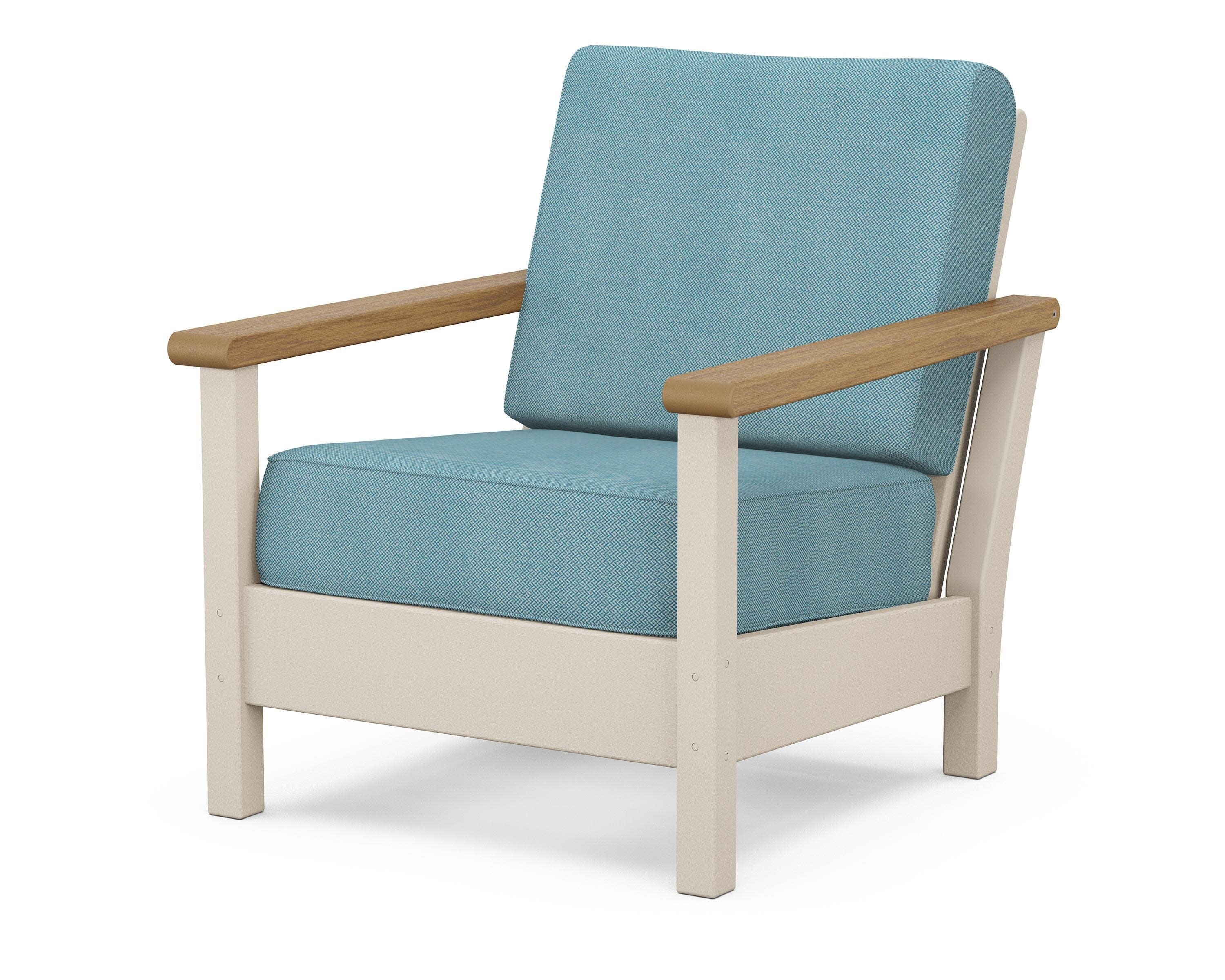 Harbour Deep Seating Chair in Sand / Natural / Lattice Sky Blue