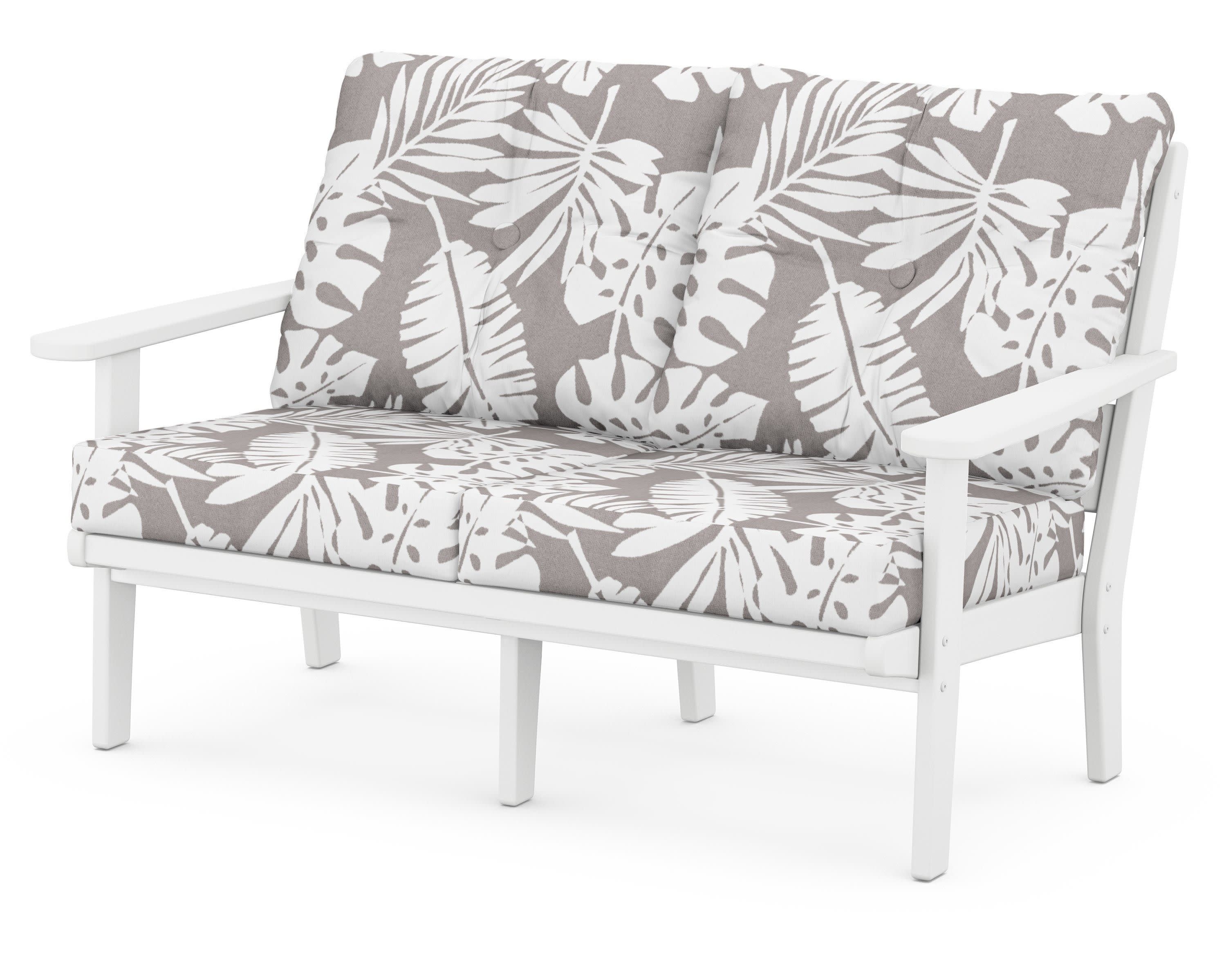 Lakeside Deep Seating Loveseat in White / Leaf Grey Mist