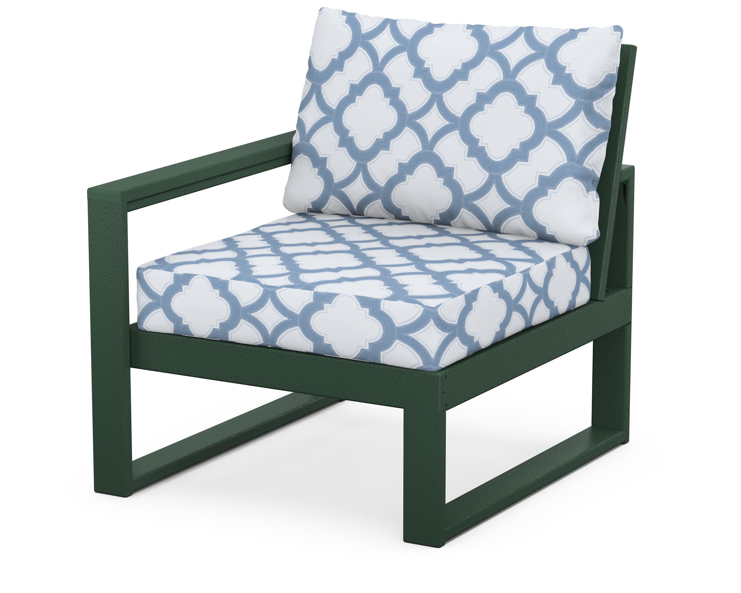 EDGE Modular Left Arm Chair in Green / Trellis Sky Blue
