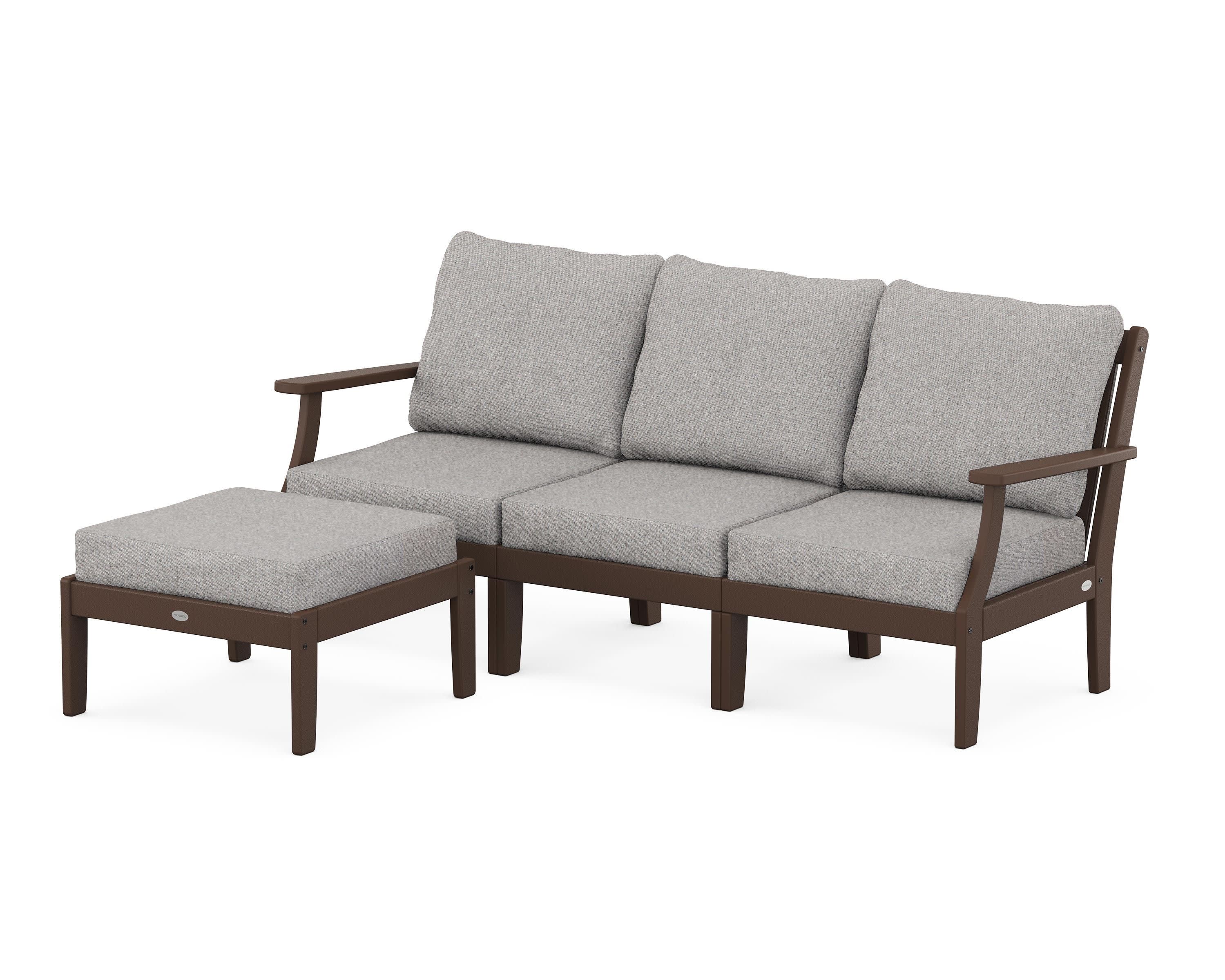 Braxton Modular 4-Piece Deep Seating Set with Ottoman in Mahogany / Grey Mist