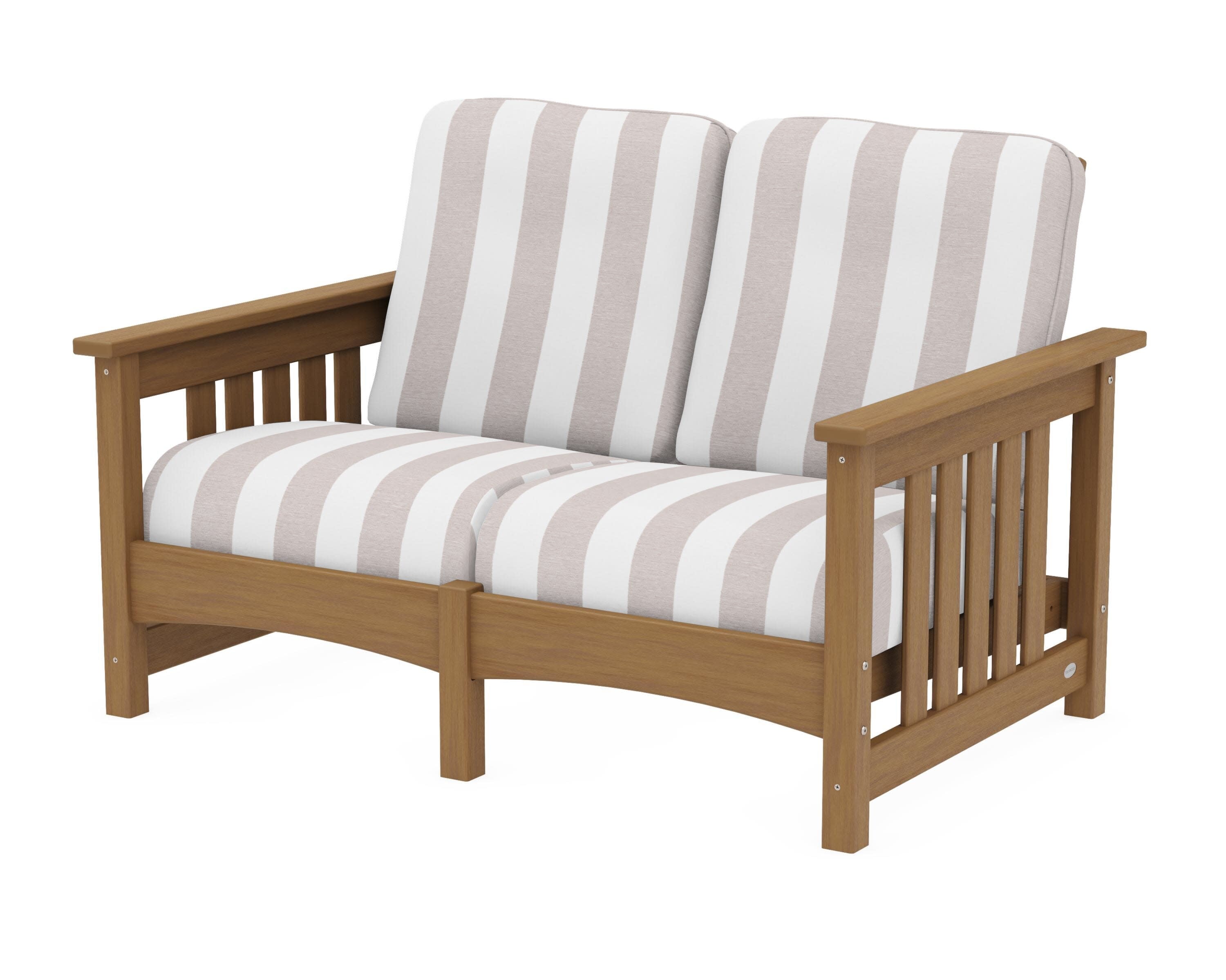 Club Mission Loveseat in Natural / Cabana Stripe Dune Burlap