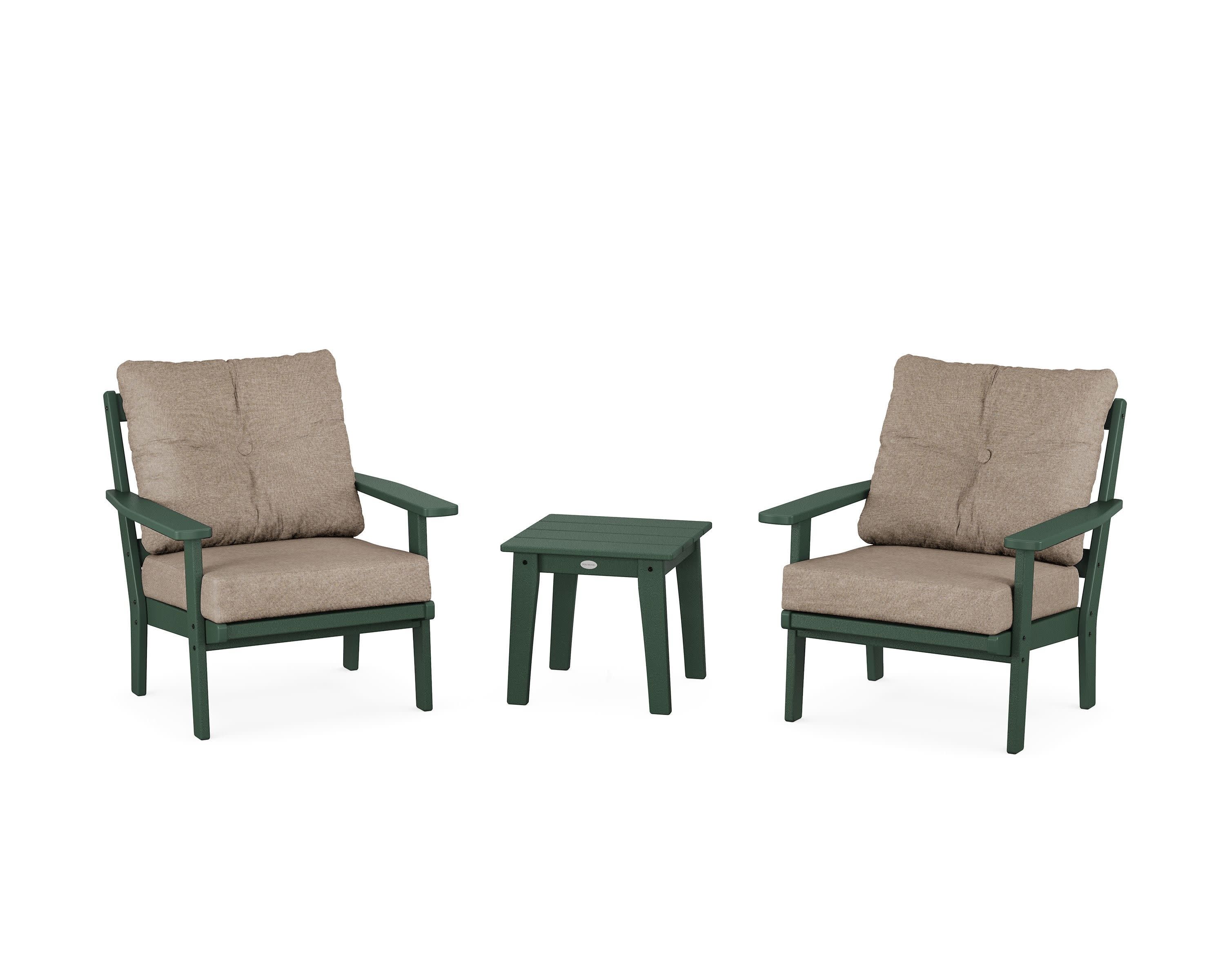 Oxford 3-Piece Deep Seating Set in Green / Spiced Burlap