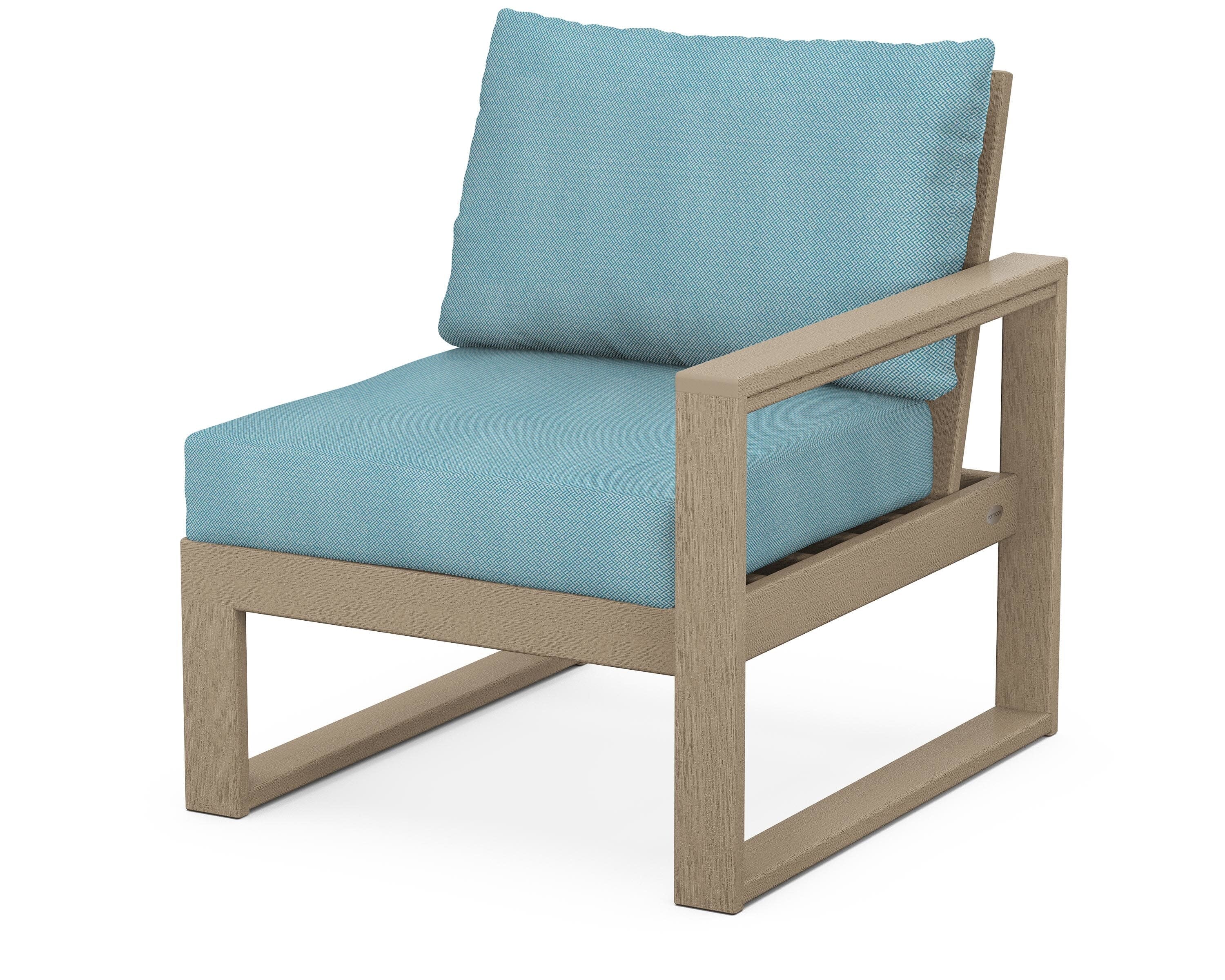 EDGE Modular Right Arm Chair in Vintage Sahara / Lattice Sky Blue