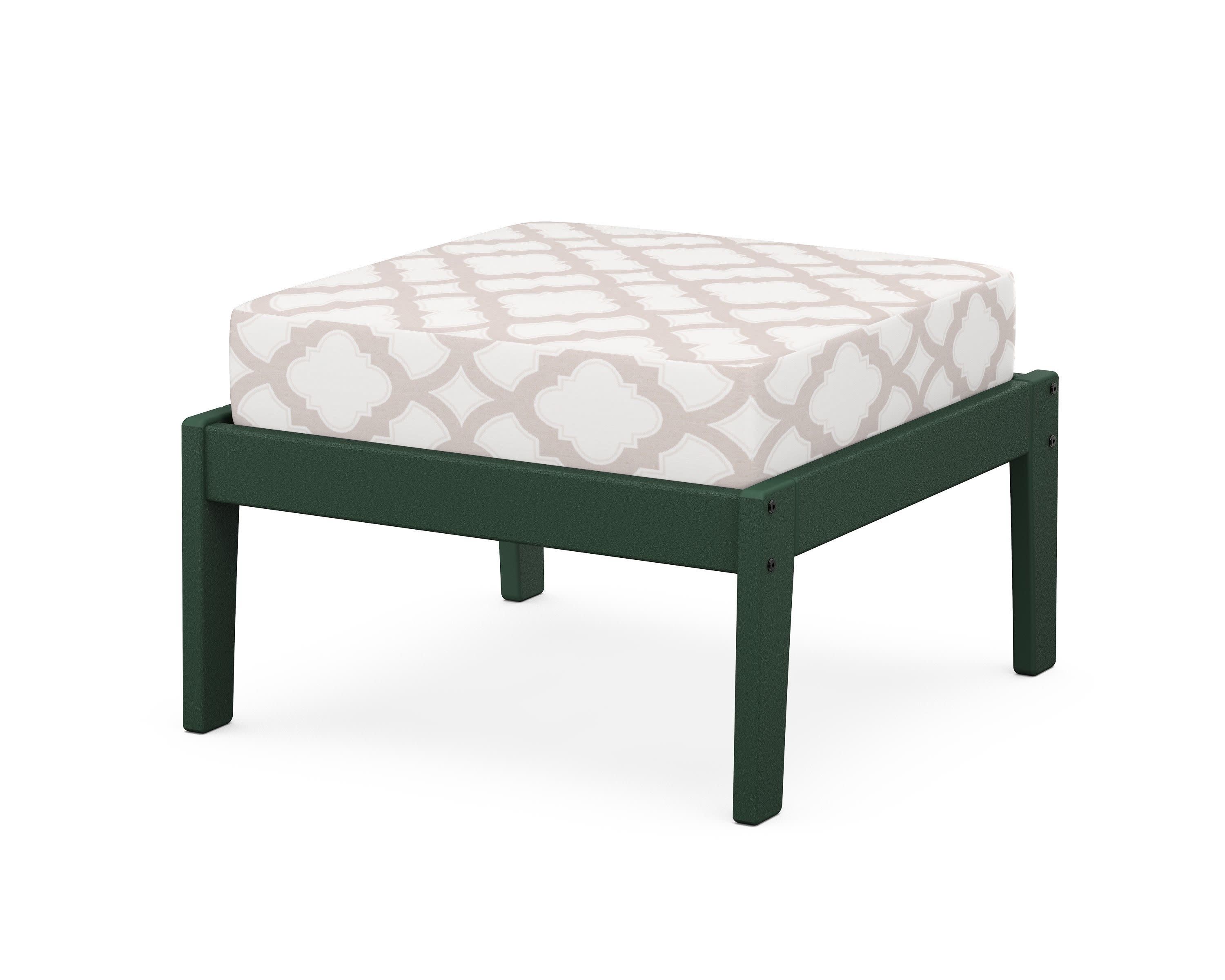 Deep Seating Ottoman in Green / Trellis Dune Burlap