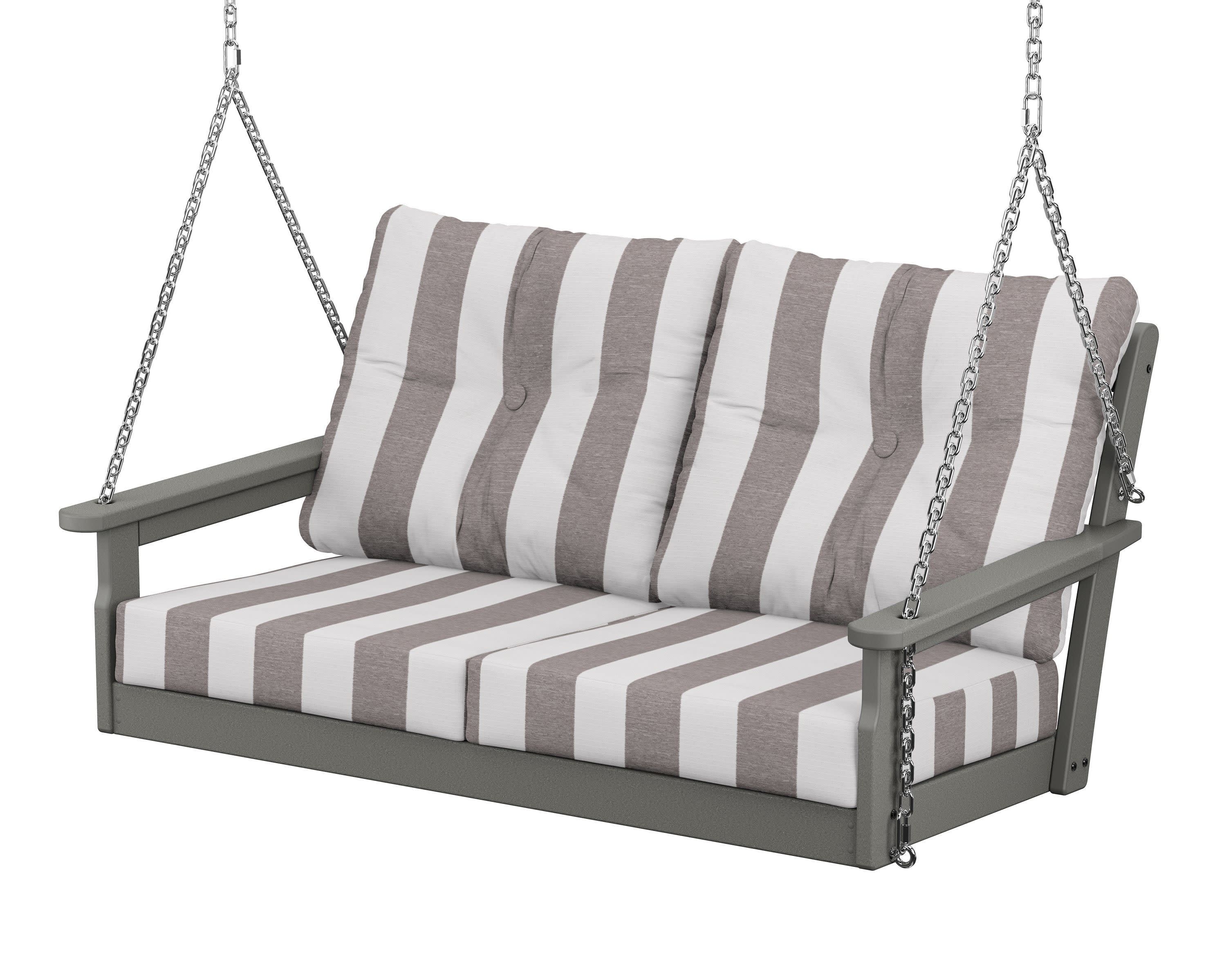 Vineyard Deep Seating Swing in Slate Grey / Cabana Stripe Grey Mist