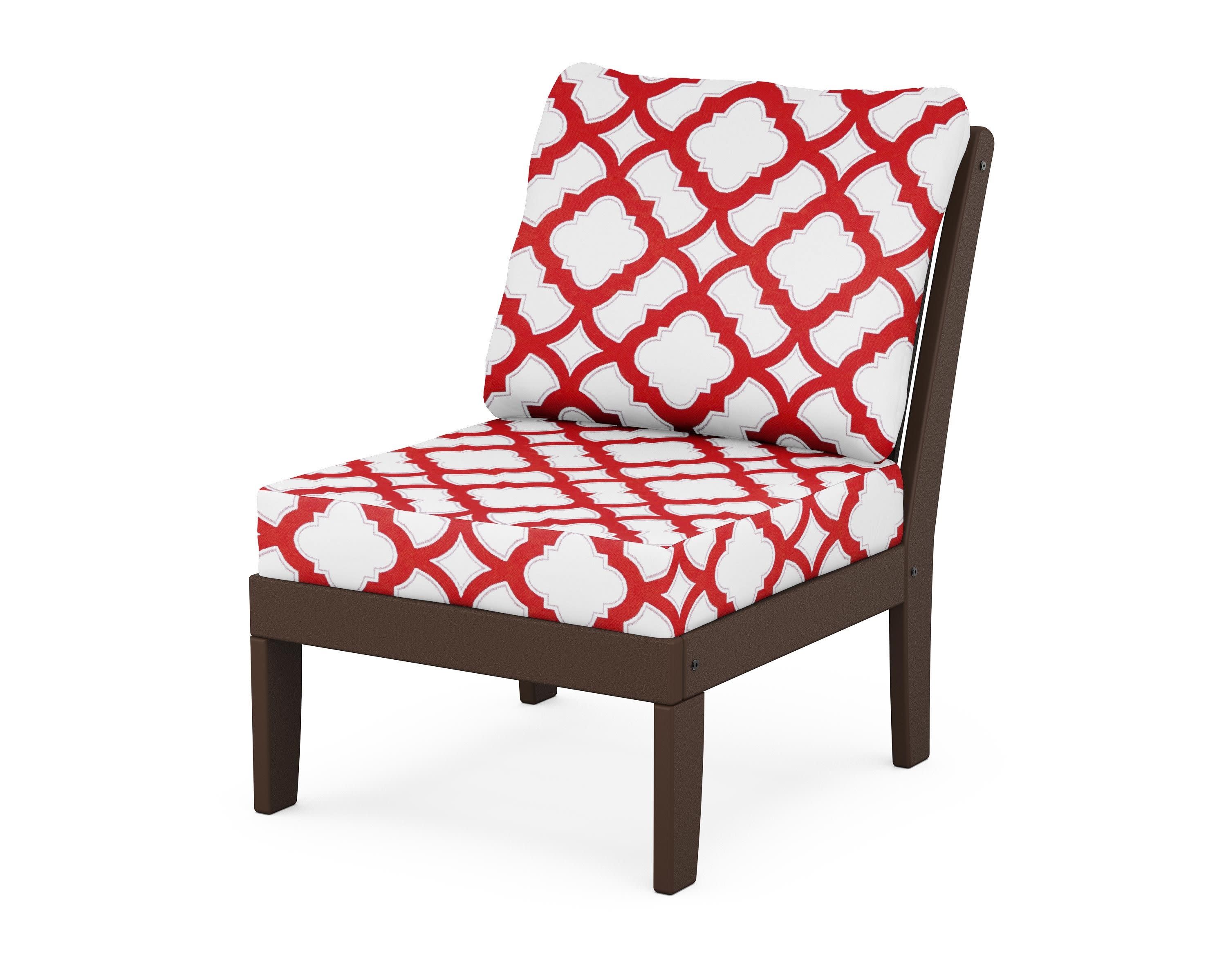 Braxton Modular Armless Chair in Mahogany / Trellis Crimson