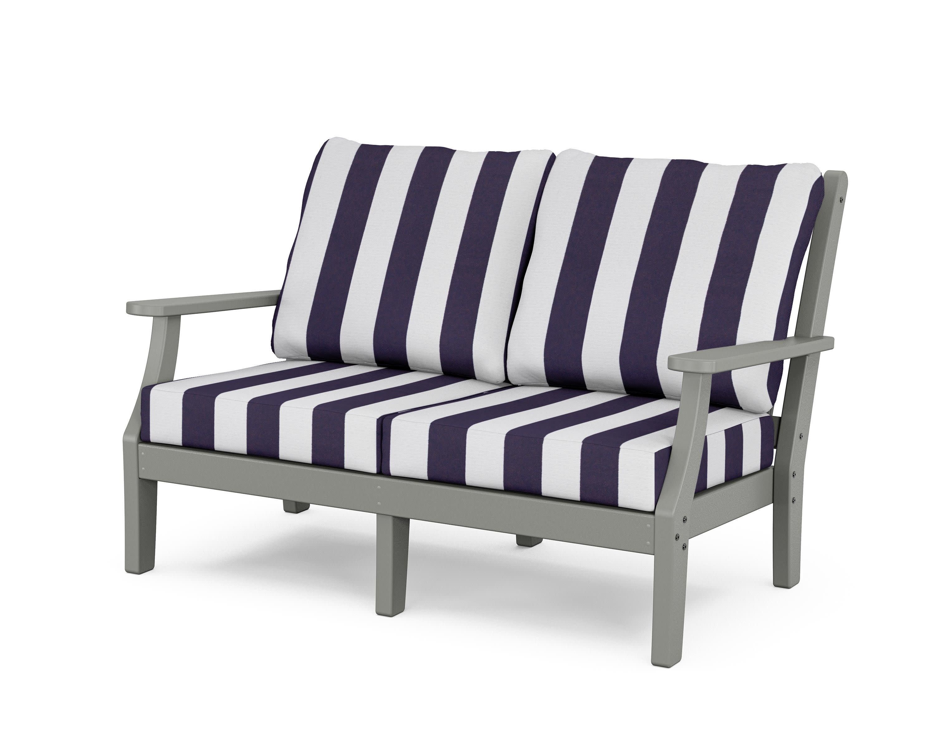 Wovendale Deep Seating Loveseat in Slate Grey / Cabana Stripe Navy