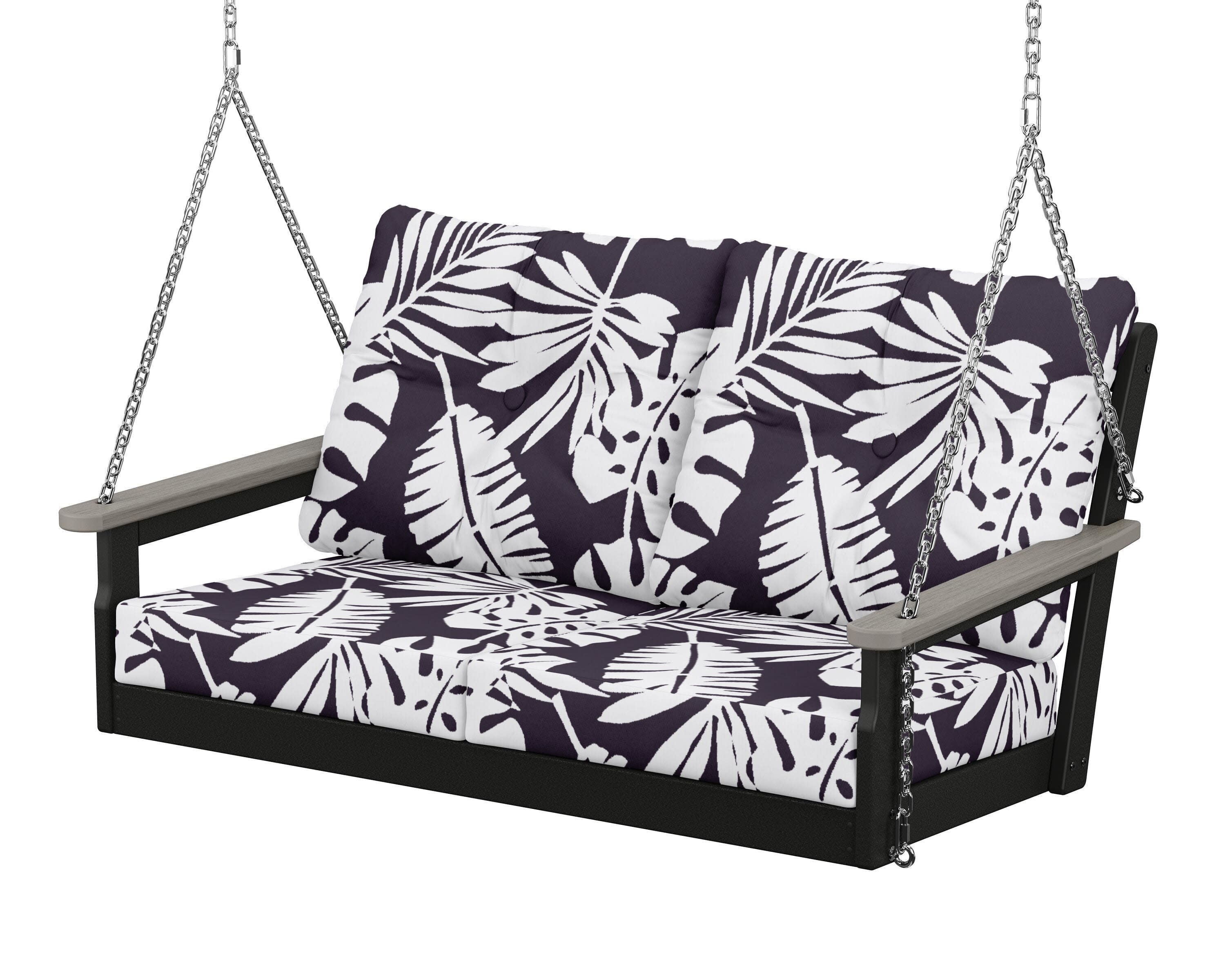 Vineyard Deep Seating Swing in Black / Driftwood / Leaf Navy
