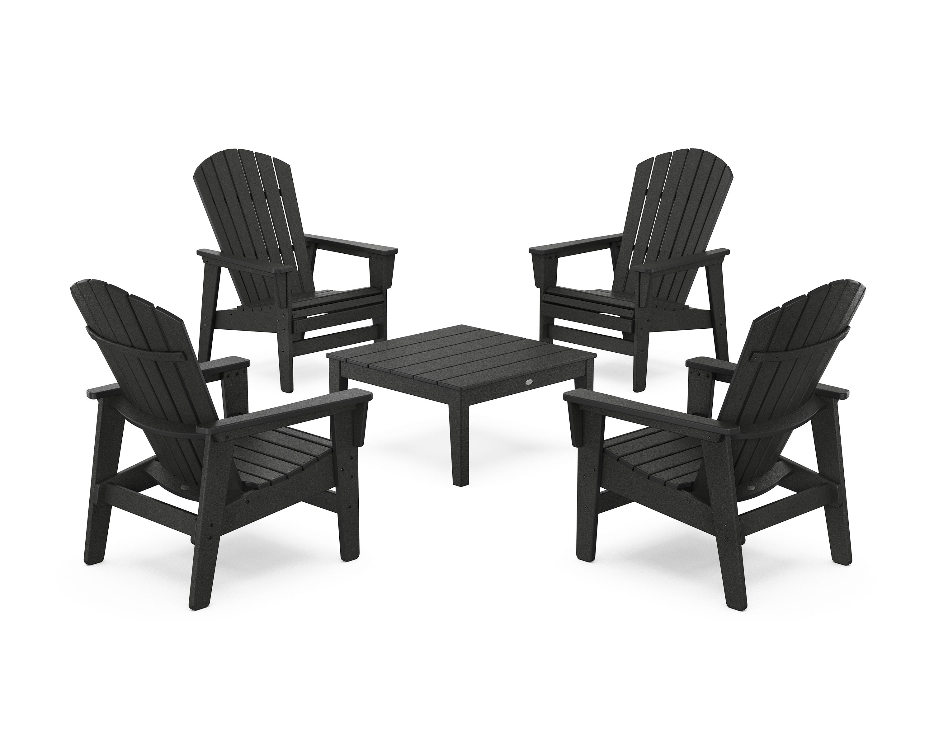 5-Piece Nautical Grand Upright Adirondack Chair Conversation Group in Black