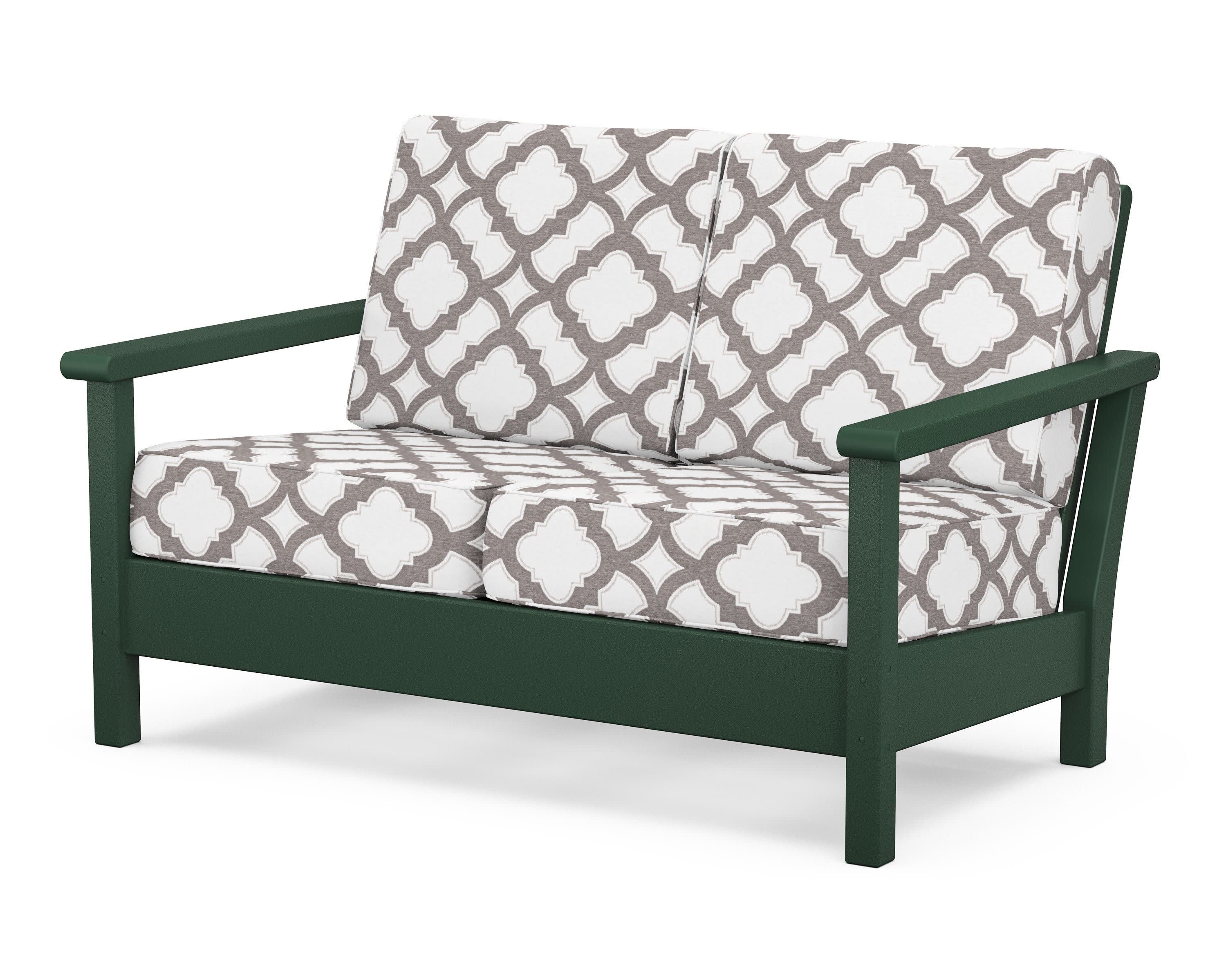 Harbour Deep Seating Loveseat in Green / Trellis Grey Mist