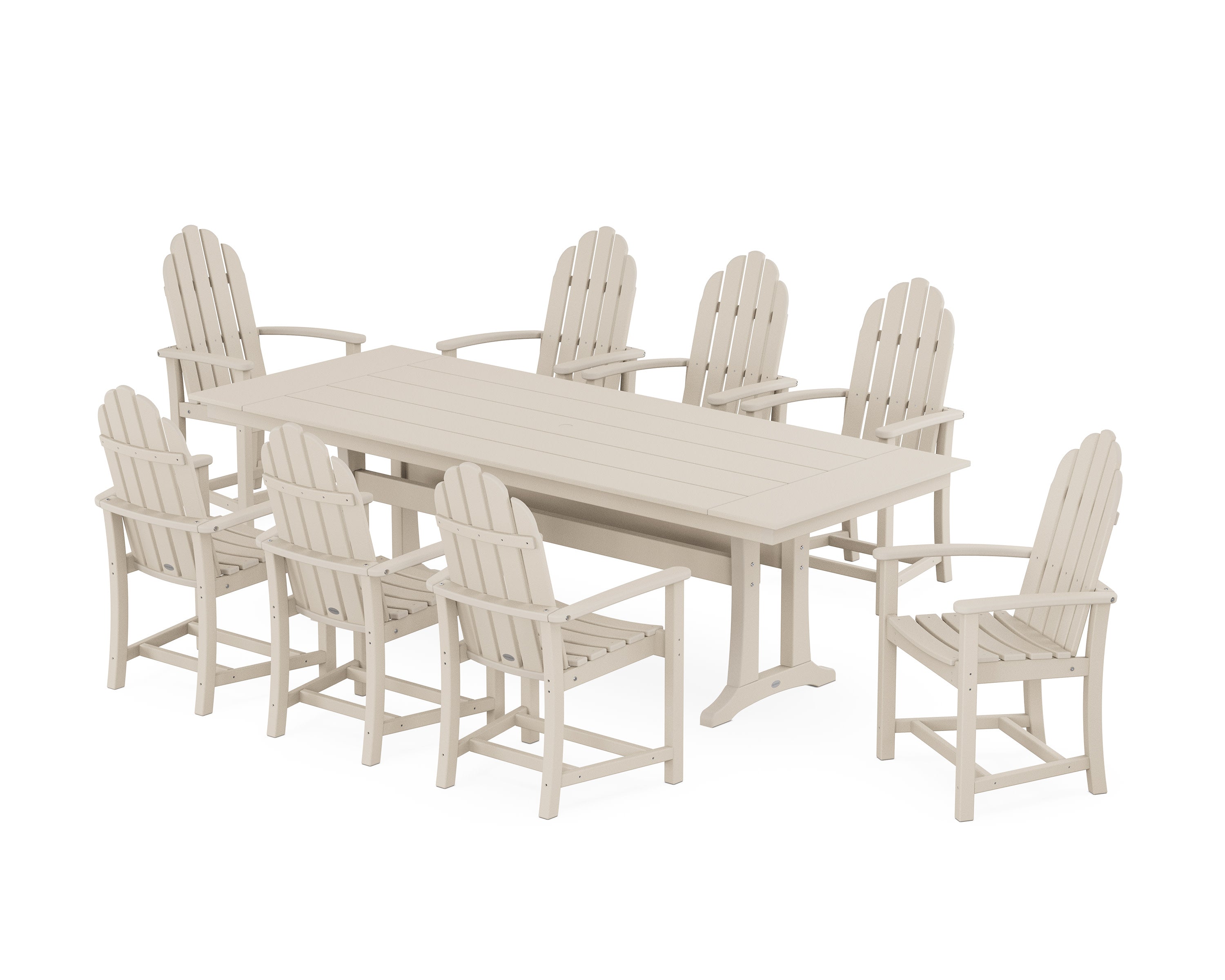 Classic Adirondack 9-Piece Farmhouse Dining Set with Trestle Legs in Sand