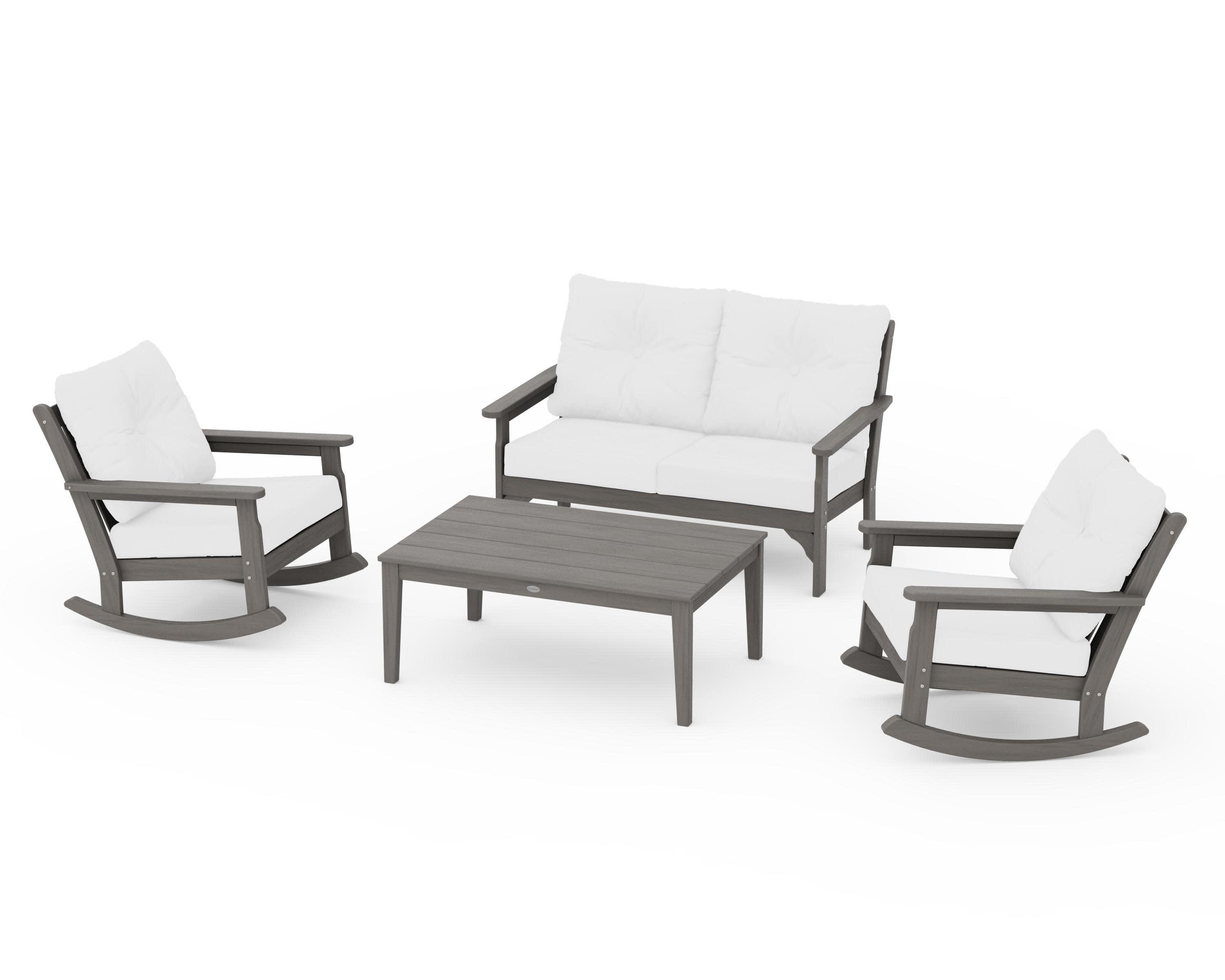 Vineyard 4-Piece Deep Seating Rocking Chair Set in Driftwood / Natural