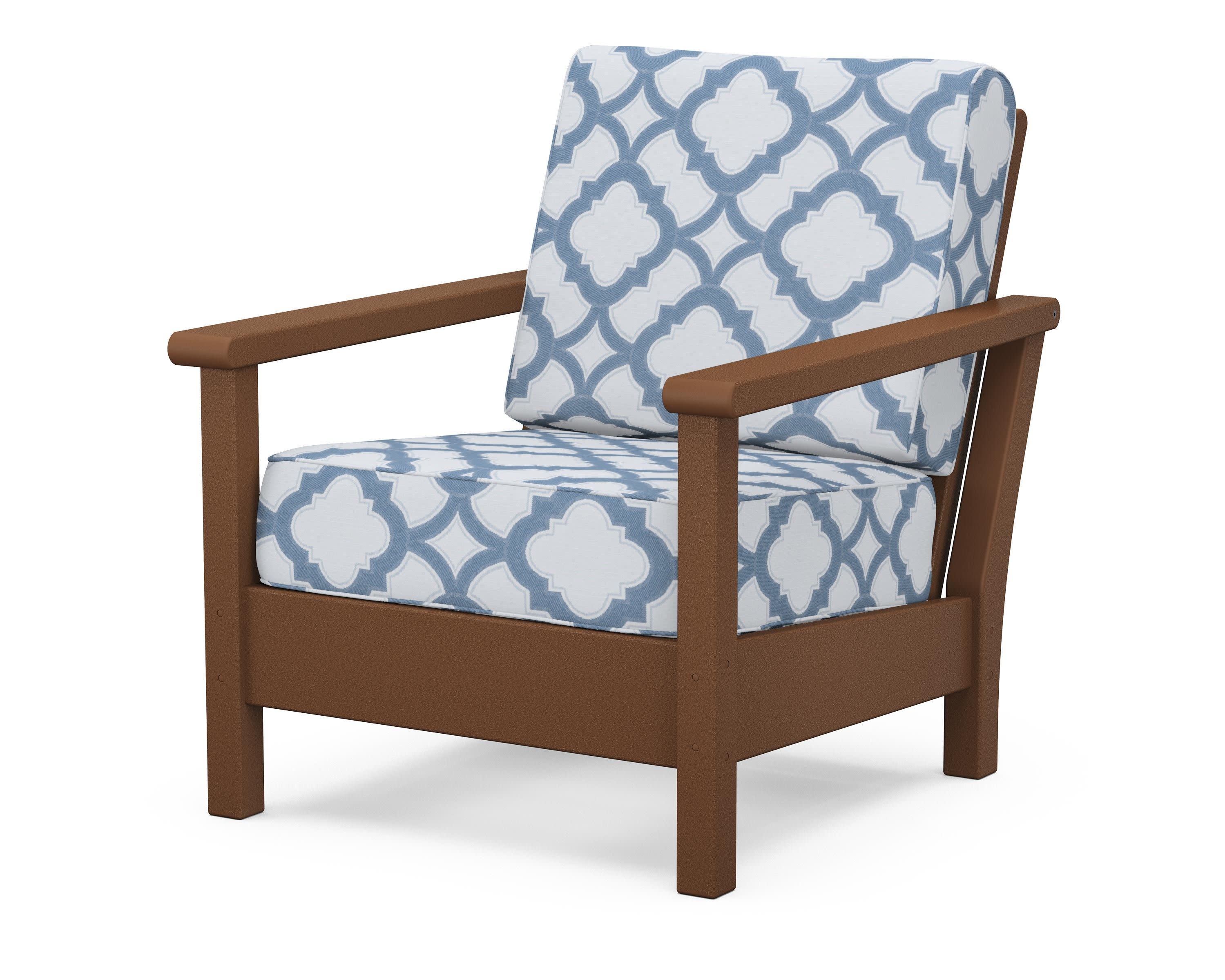 Harbour Deep Seating Chair in Teak / Trellis Sky Blue