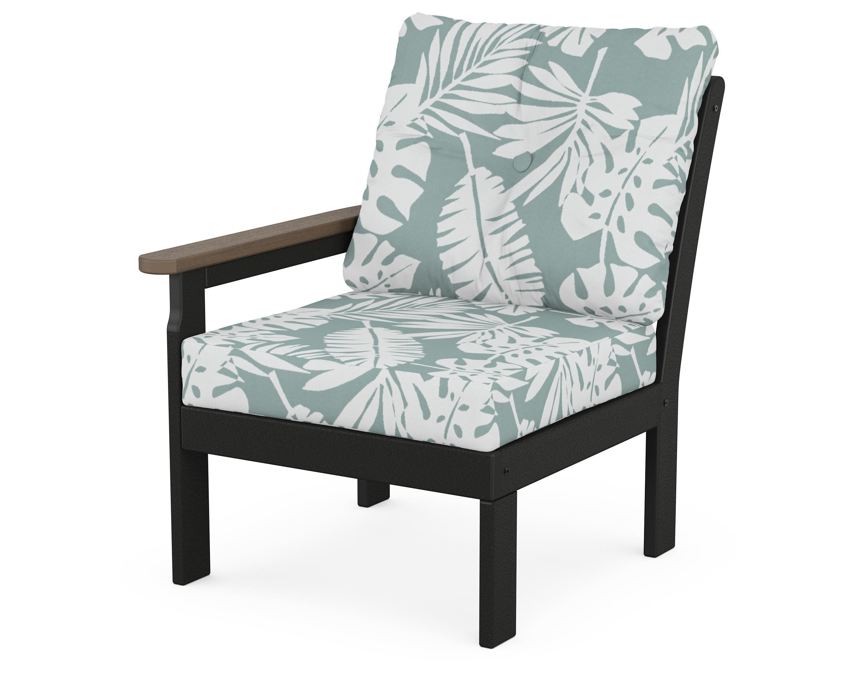 Vineyard Modular Left Arm Chair in Black / Kona / Leaf Glacier Spa