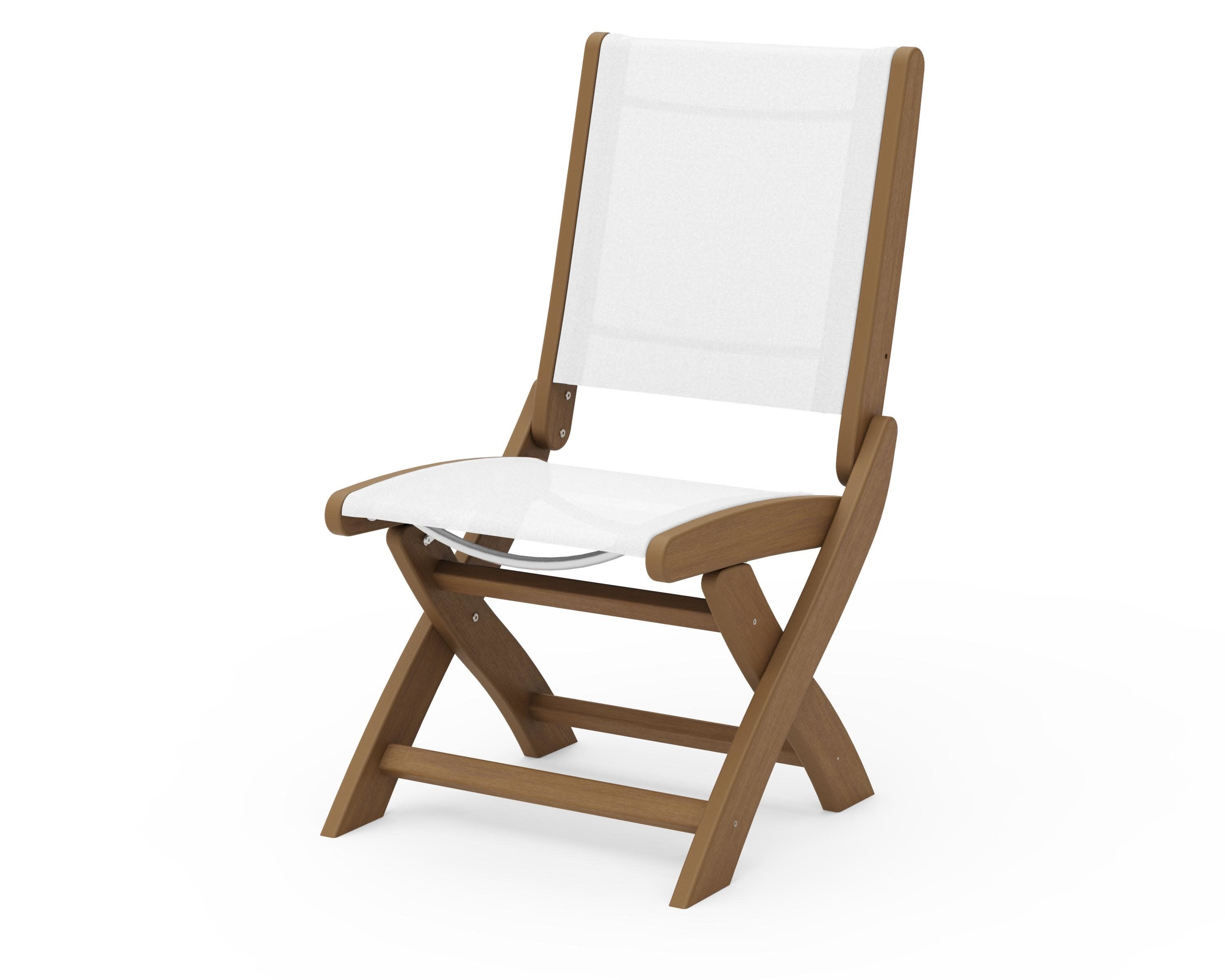 Coastal Folding Side Chair in Natural / White Sling