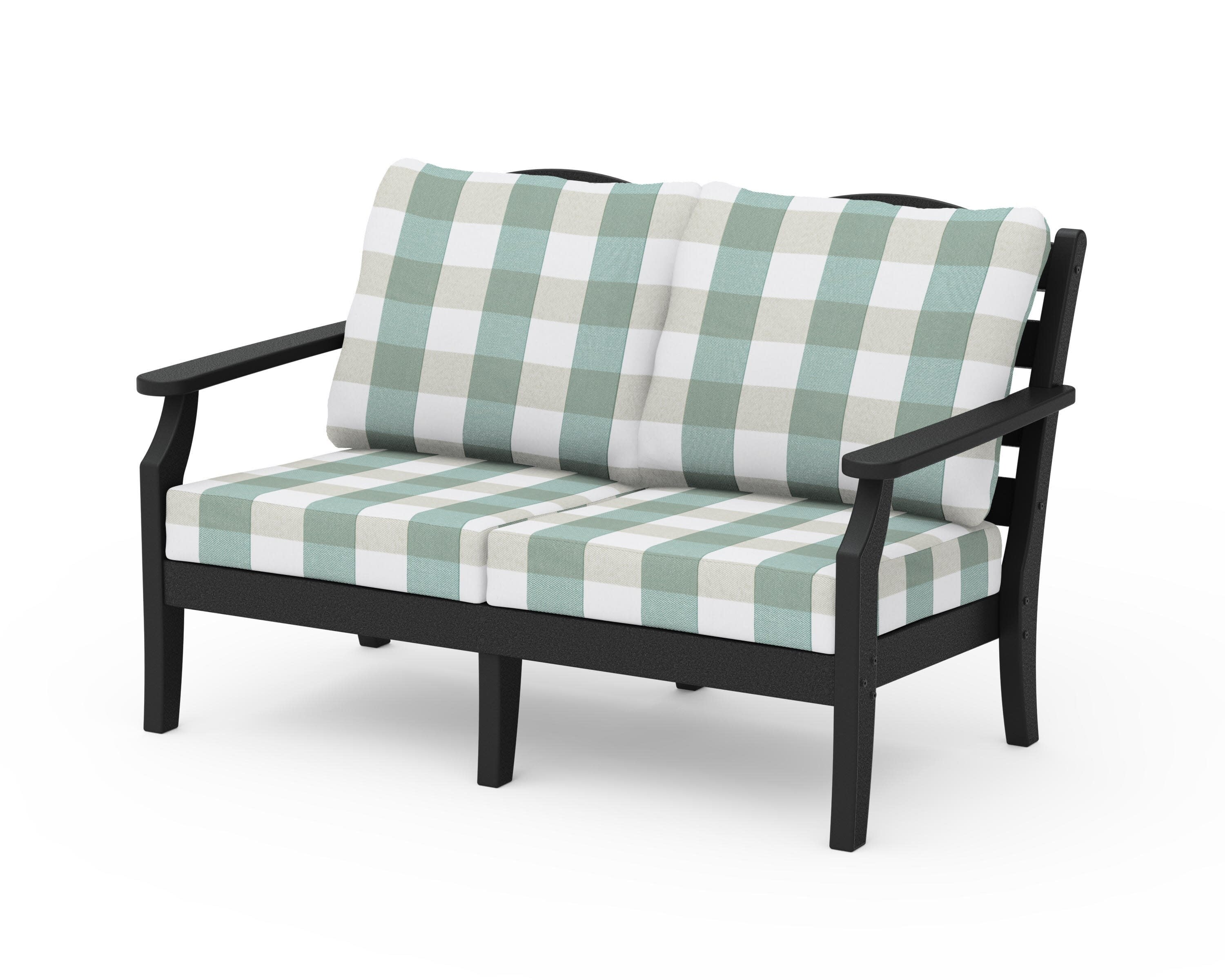 Savannah Deep Seating Loveseat in Black / Buffalo Plaid Glacier Spa