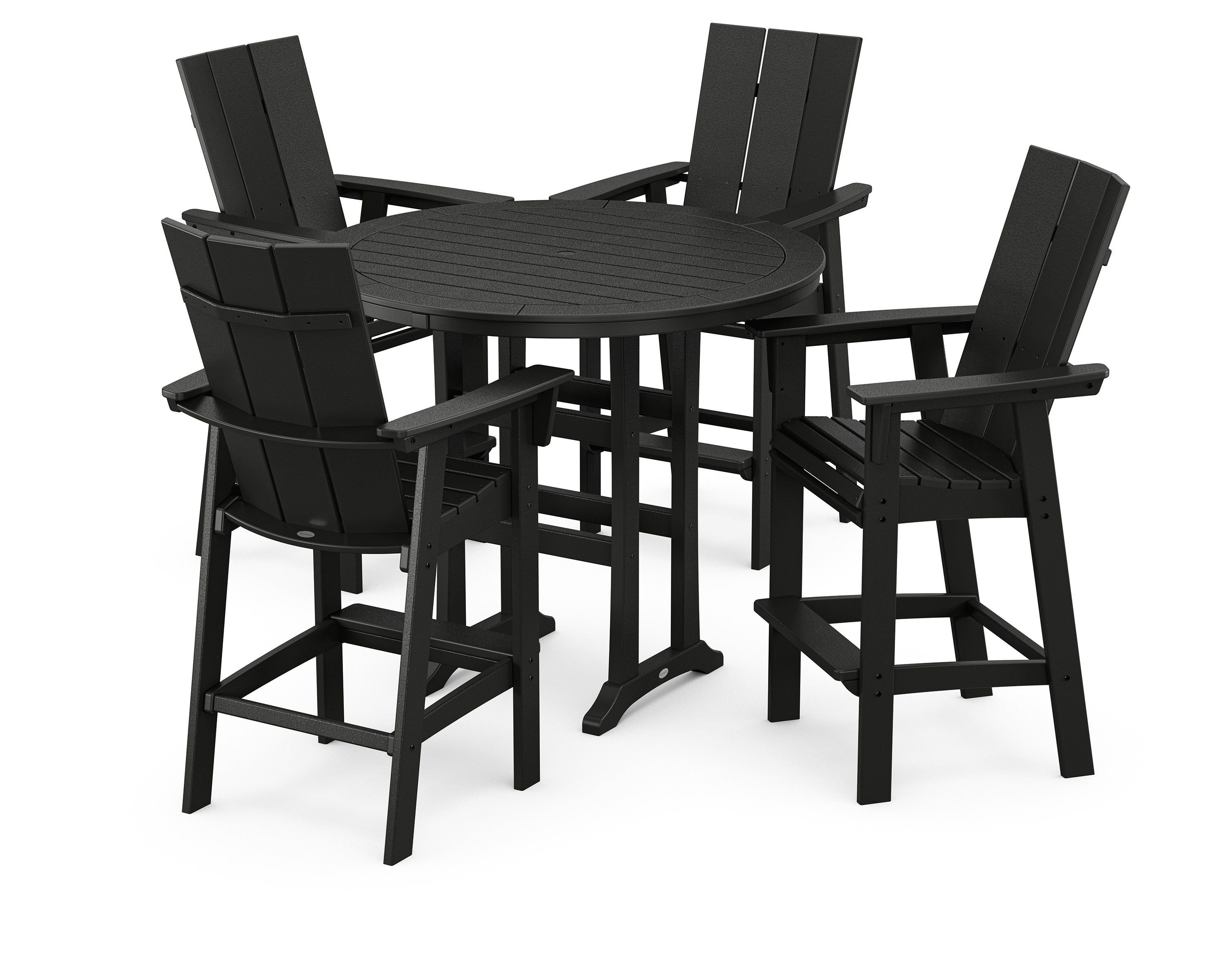 Modern Curveback Adirondack 5-Piece Nautical Trestle Bar Set in Black