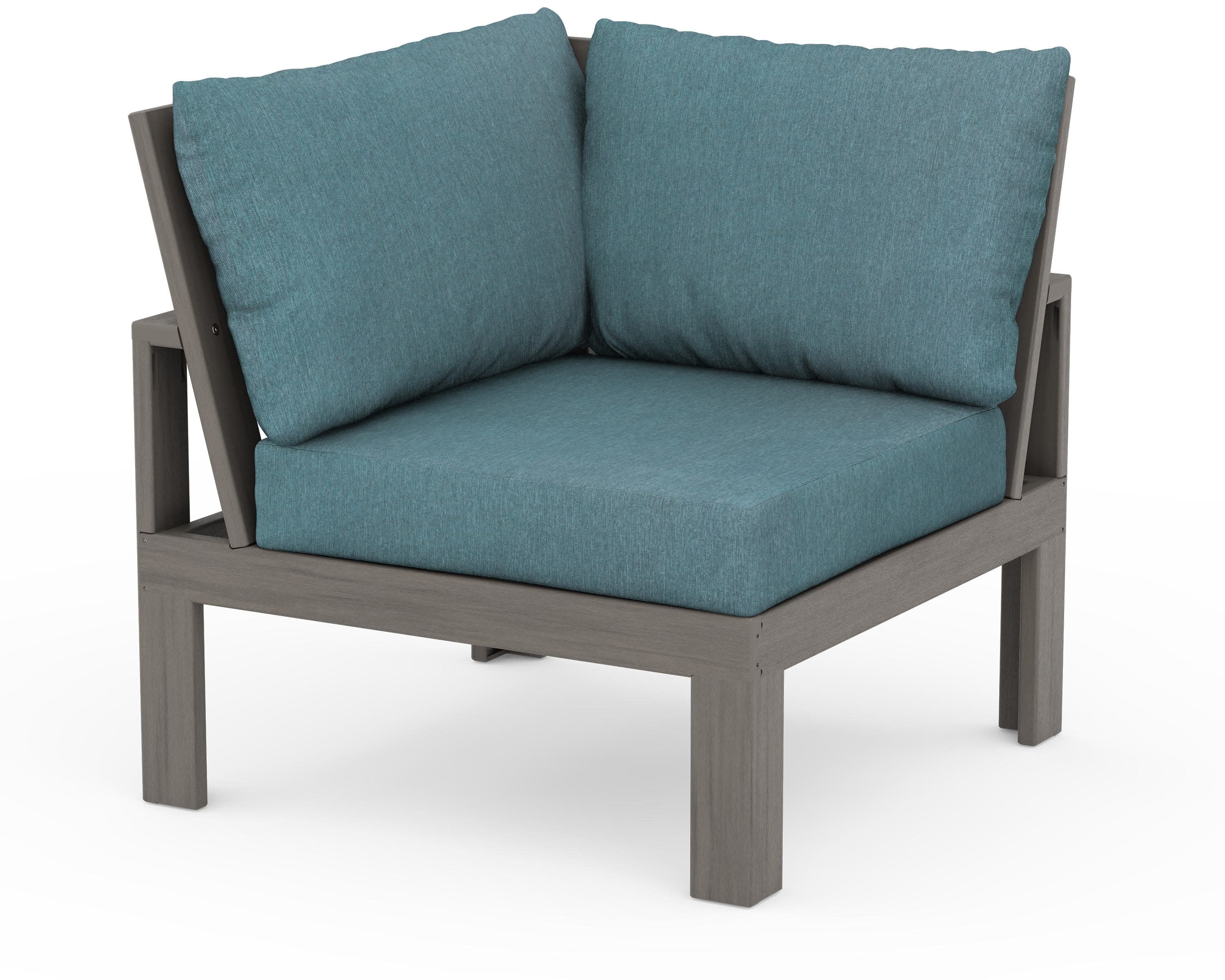 Modular Corner Chair in Driftwood / Ocean Teal