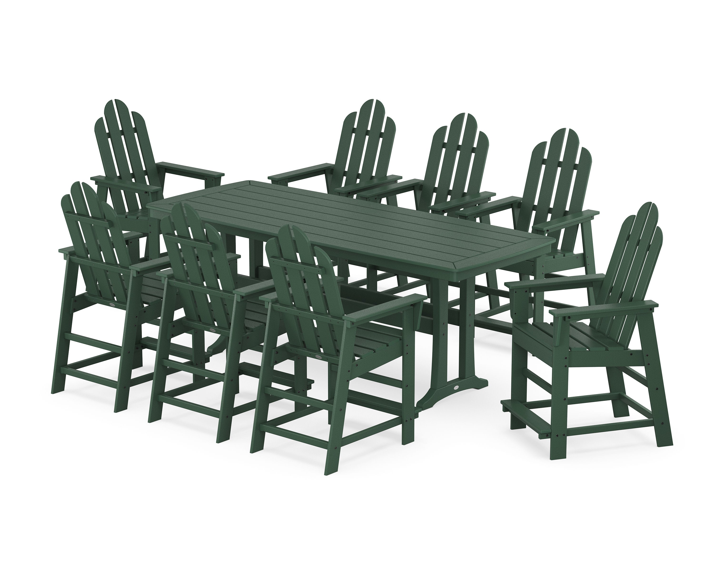 Long Island 9-Piece Counter Set with Trestle Legs in Green