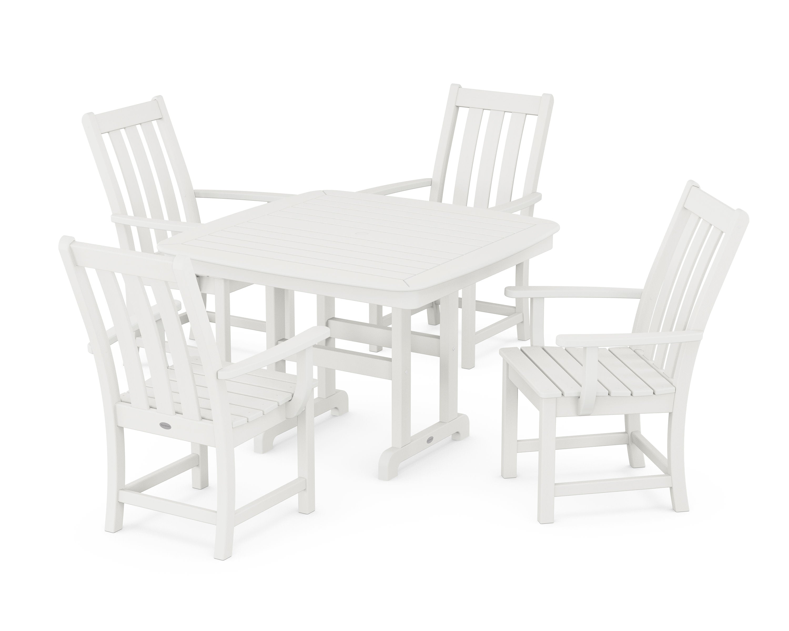 Vineyard 5-Piece Dining Set with Trestle Legs in Vintage White