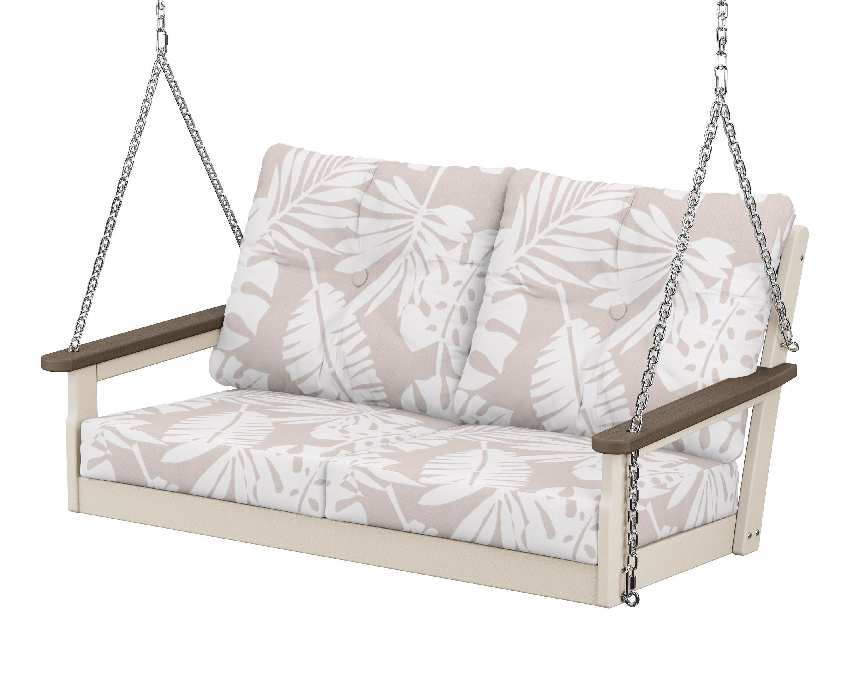 Vineyard Deep Seating Swing in Sand / Kona / Leaf Dune Burlap