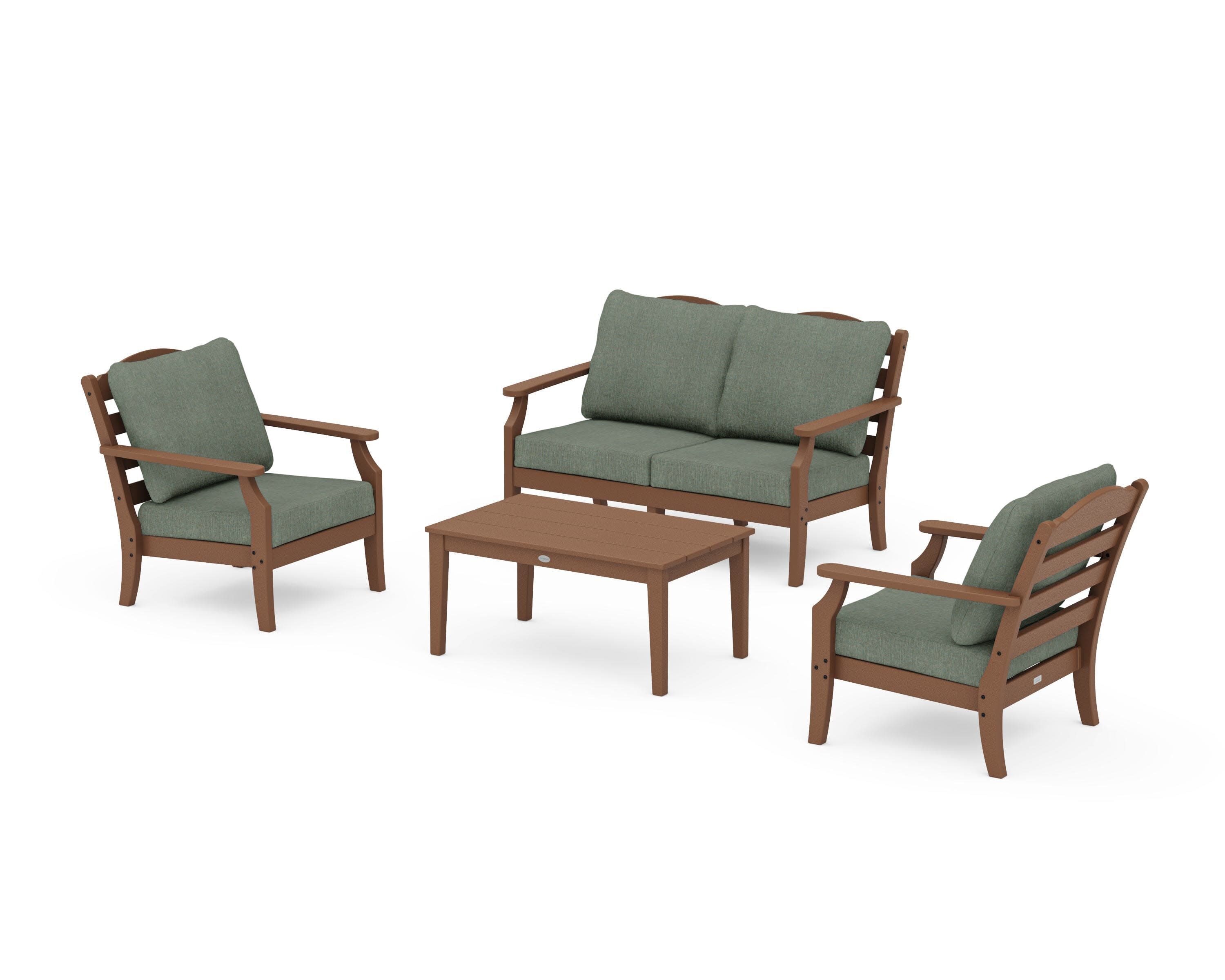 Savannah 4-Piece Deep Seating Set with Loveseat in Teak / Cast Sage