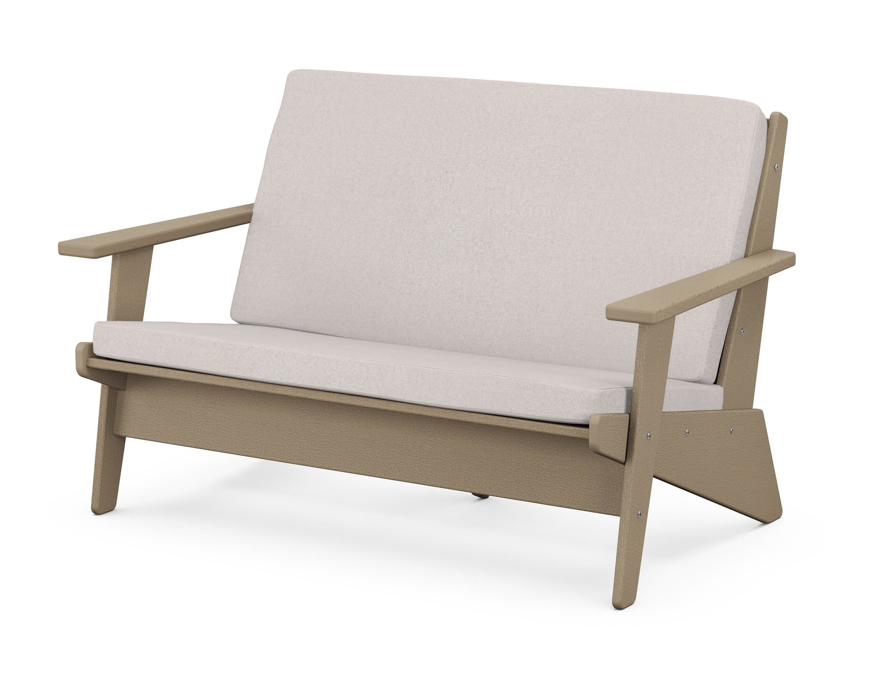 Riviera Modern Lounge Loveseat in Vintage Sahara / Dune Burlap