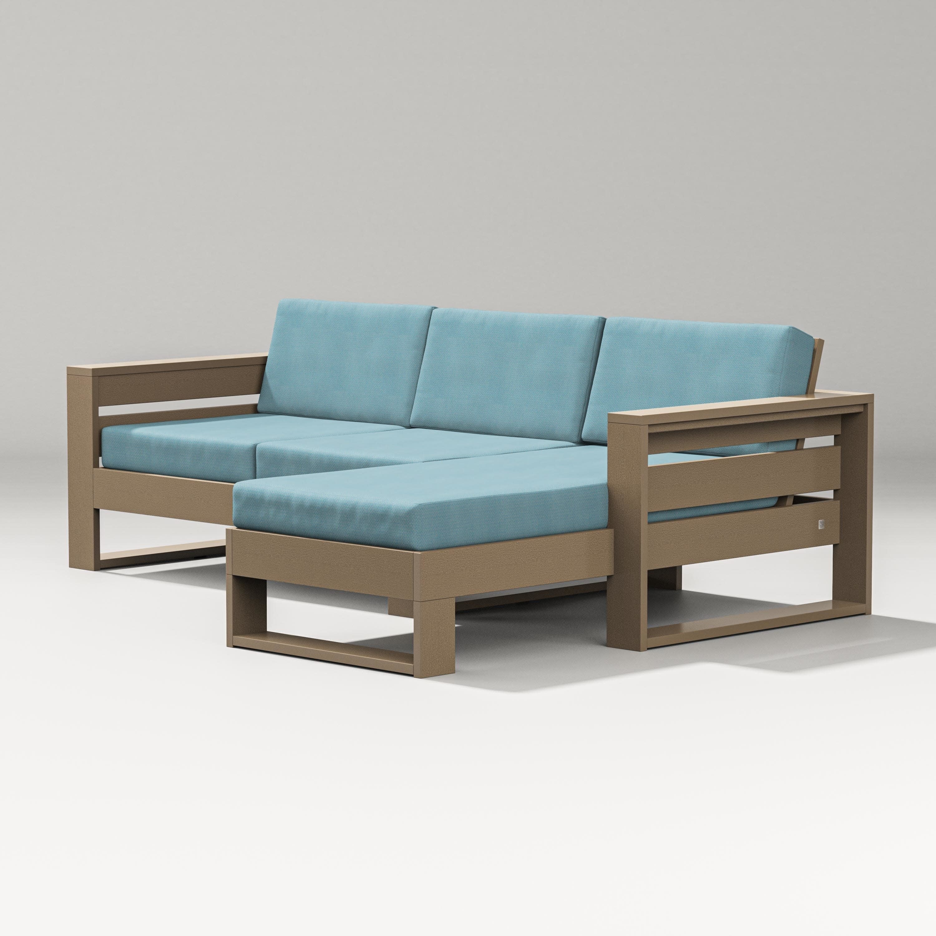 Latitude Right Chaise Sectional in Vintage Sahara / Lattice Sky Blue