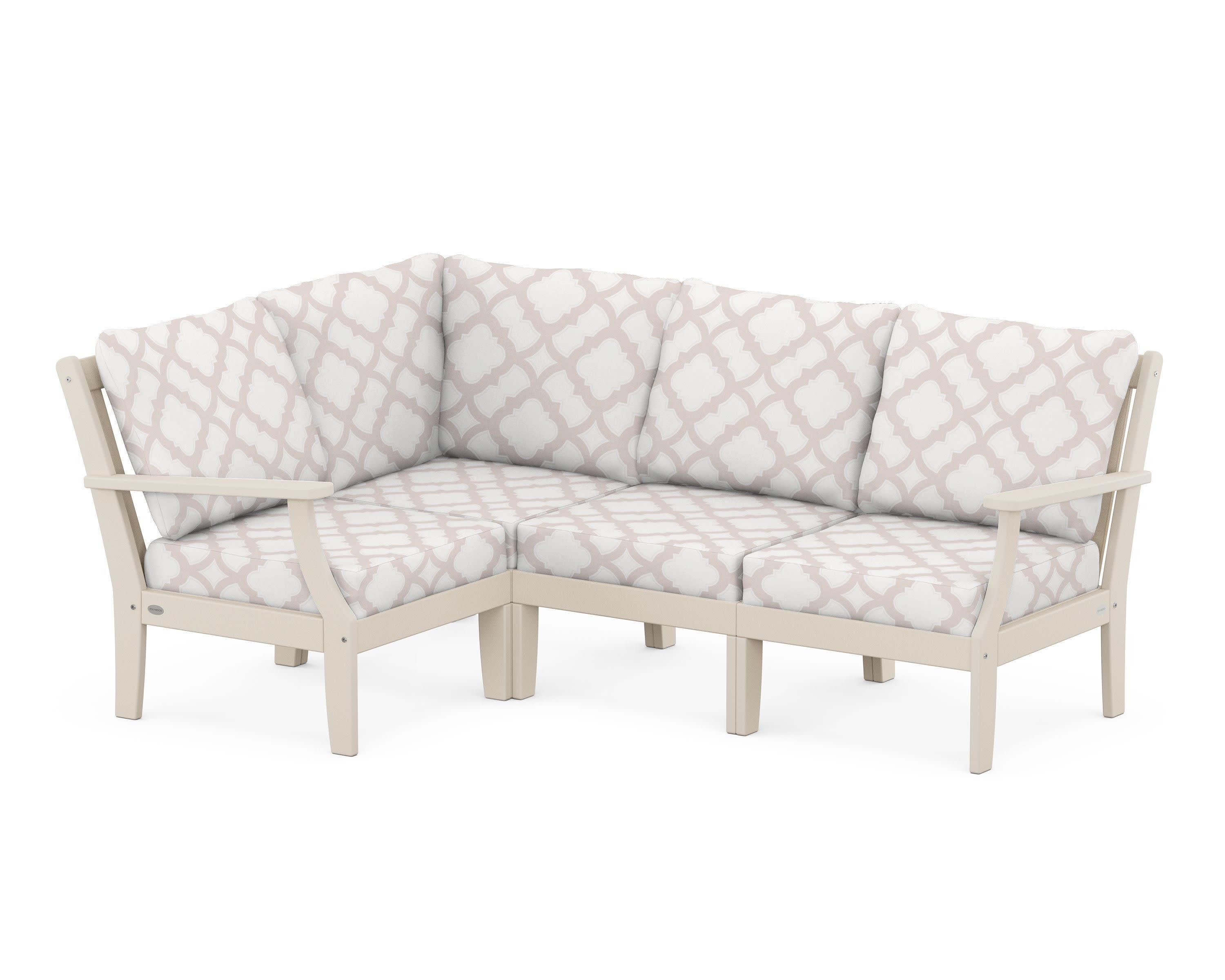 Braxton Modular 4-Piece Deep Seating Set in Sand / Trellis Dune Burlap