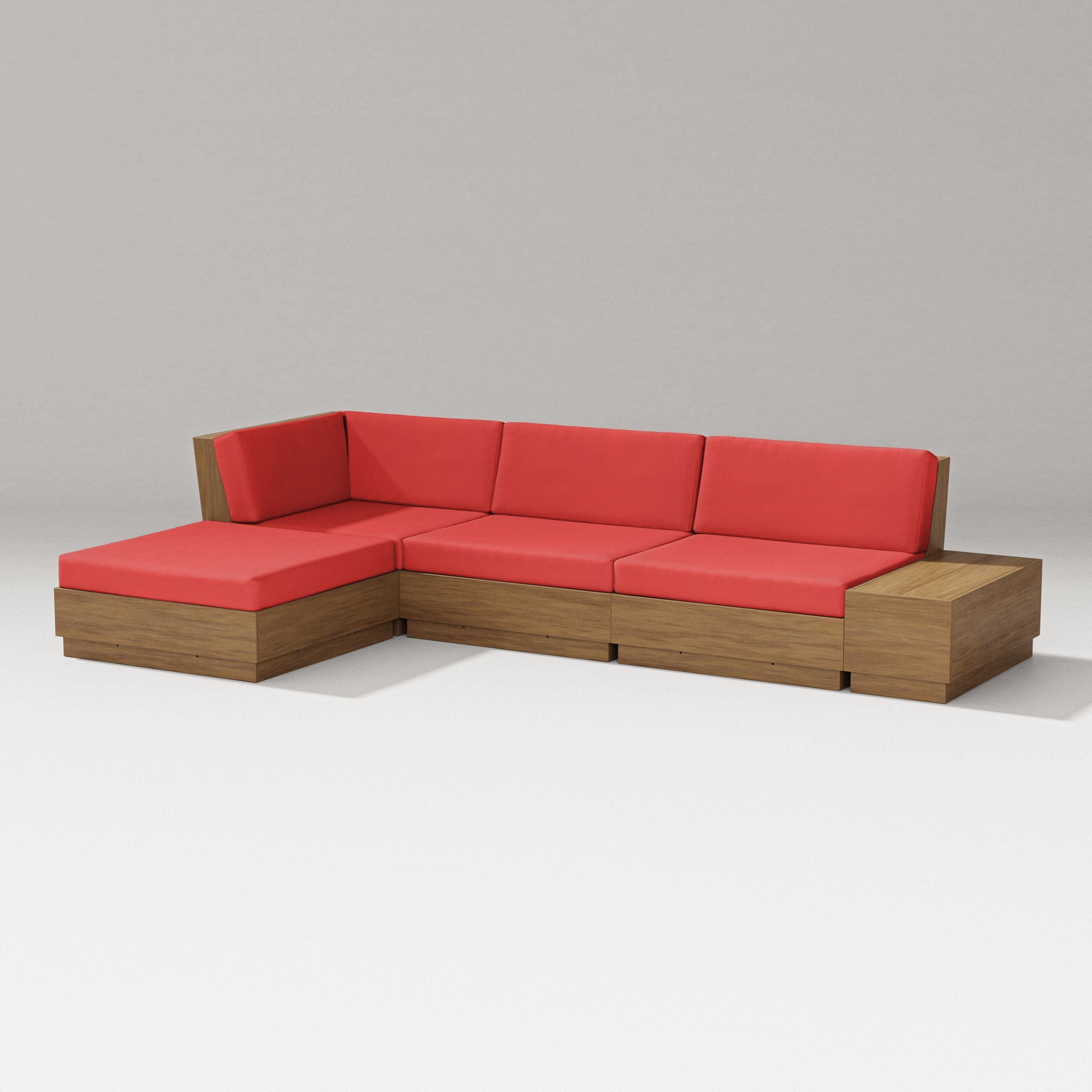 Elevate Chaise Sectional in Natural / Crimson Linen