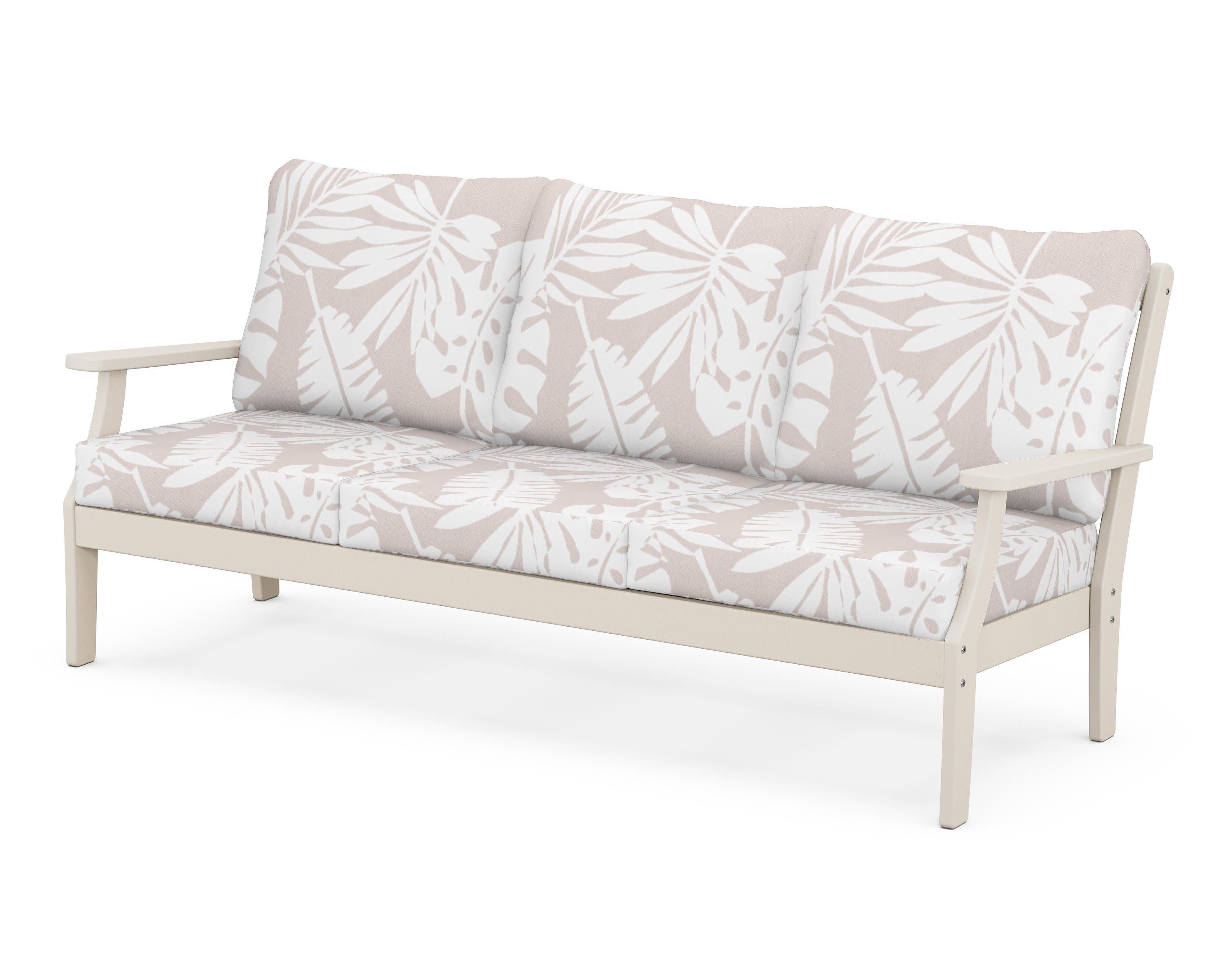 Braxton Deep Seating Sofa in Sand / Leaf Dune Burlap