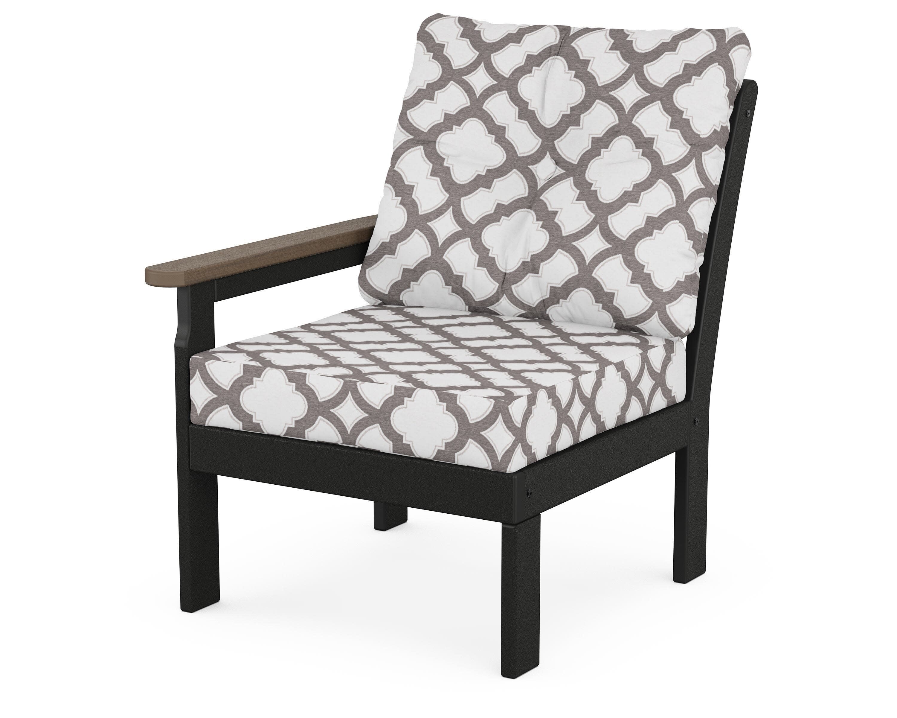 Vineyard Modular Left Arm Chair in Black / Kona / Trellis Grey Mist