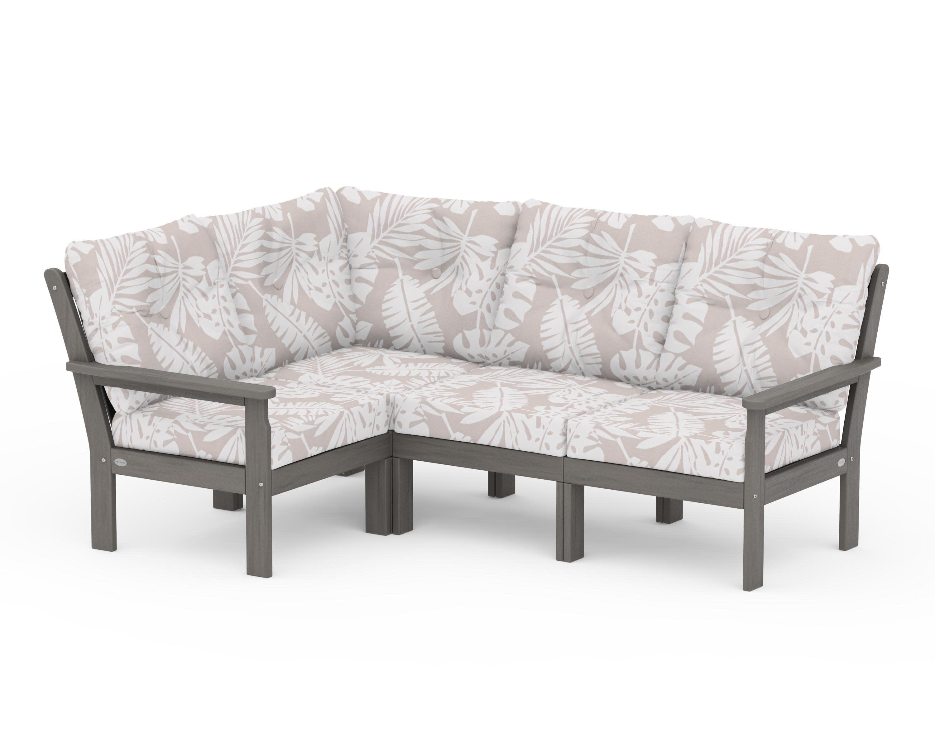 Vineyard 4-Piece Sectional in Driftwood / Leaf Dune Burlap