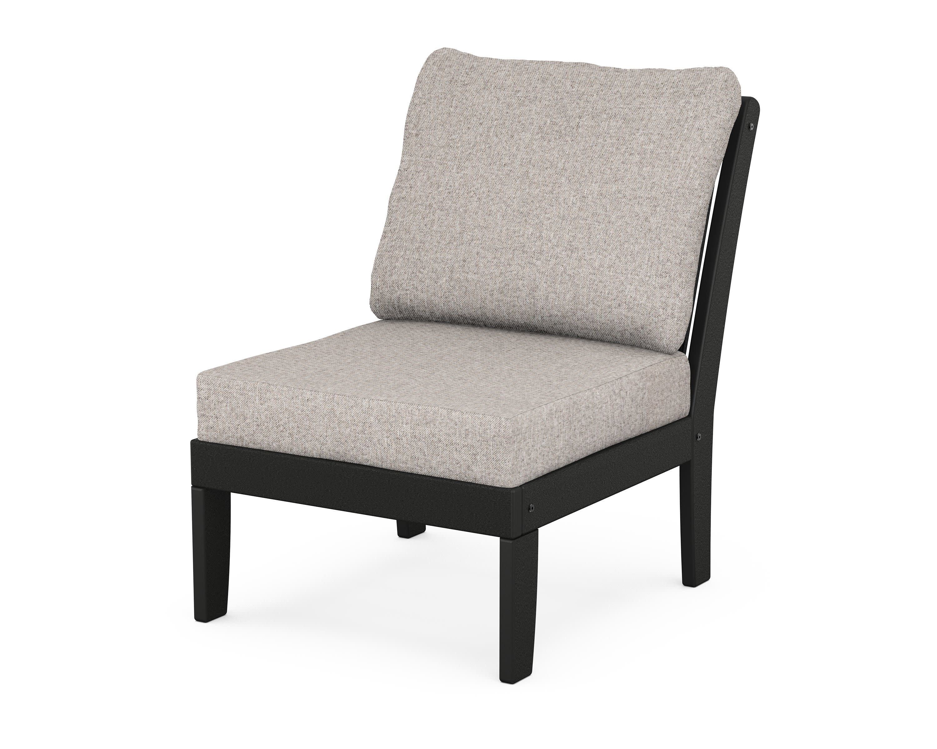 Braxton Modular Armless Chair in Black / Weathered Tweed