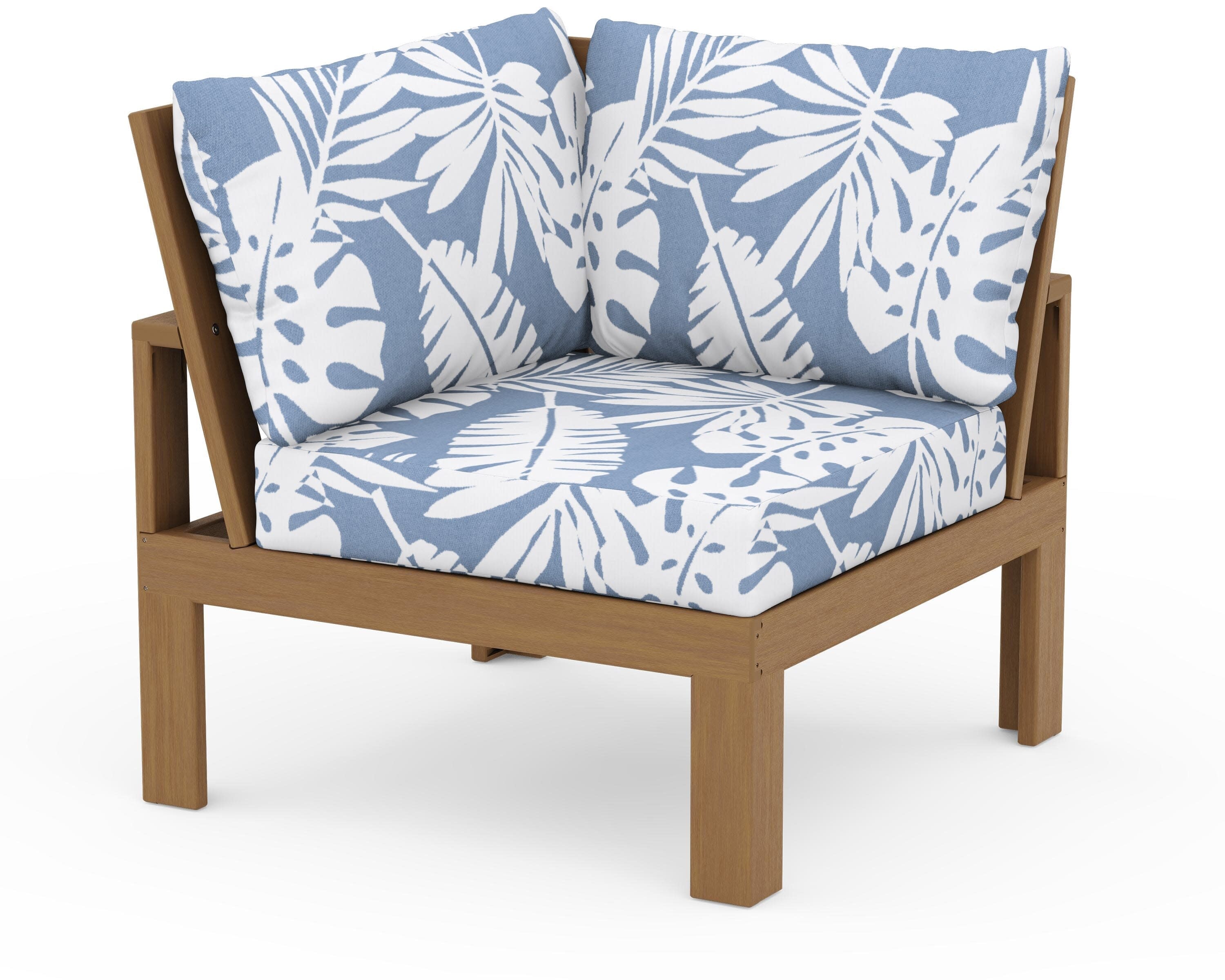 Modular Corner Chair in Natural / Leaf Sky Blue
