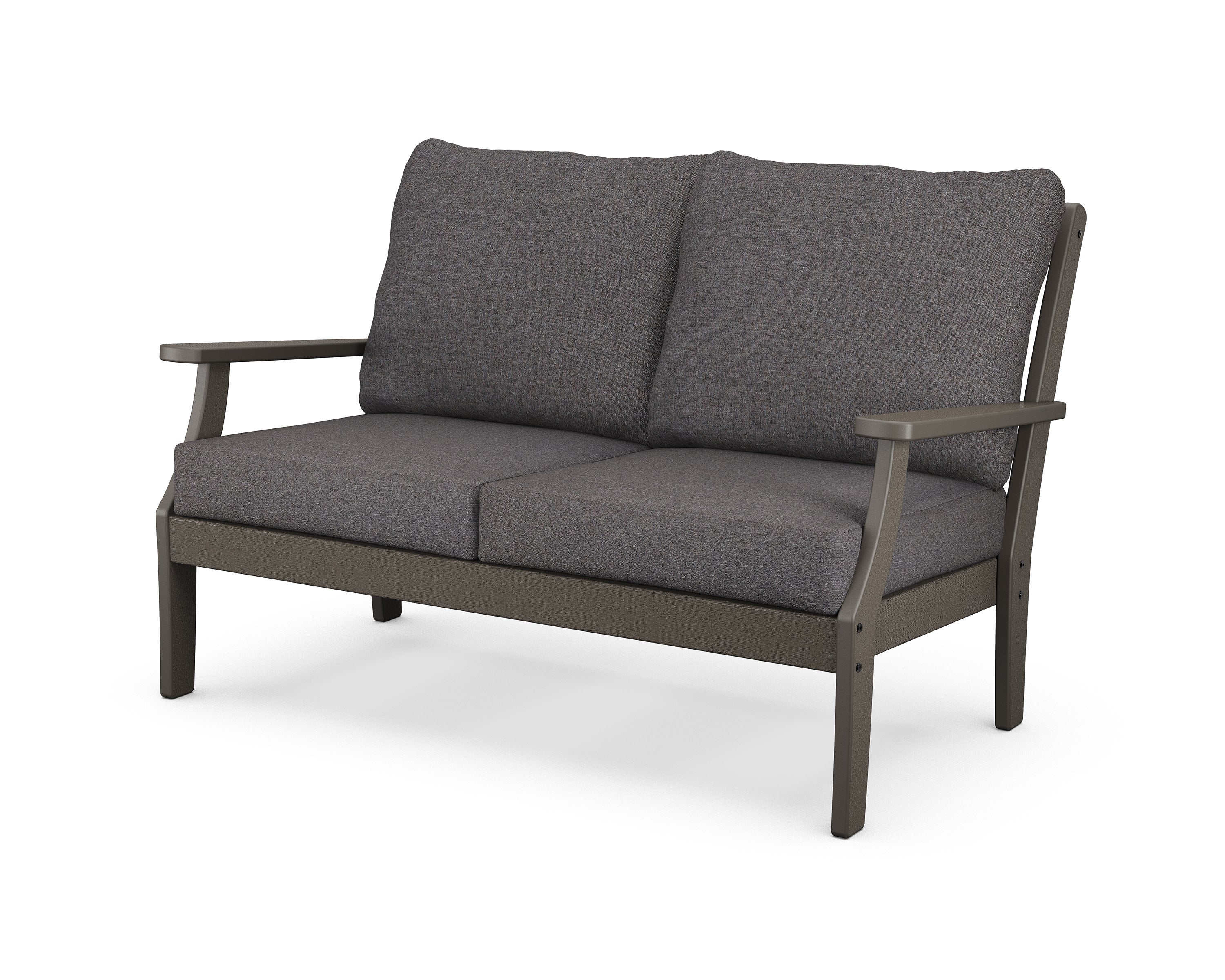 Braxton Deep Seating Loveseat in Vintage Coffee / Ash Charcoal