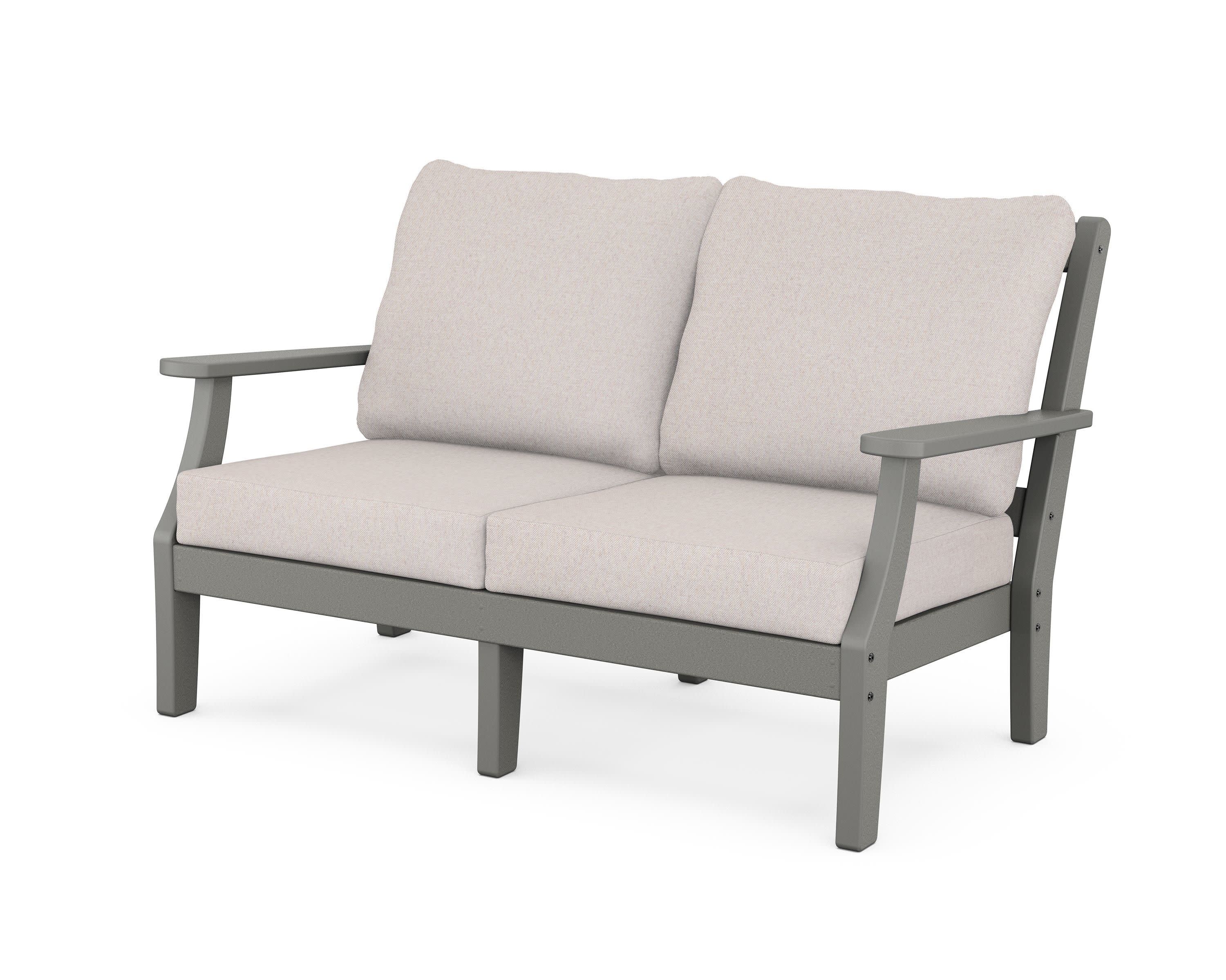 Chinoiserie Deep Seating Loveseat in Slate Grey / Dune Burlap