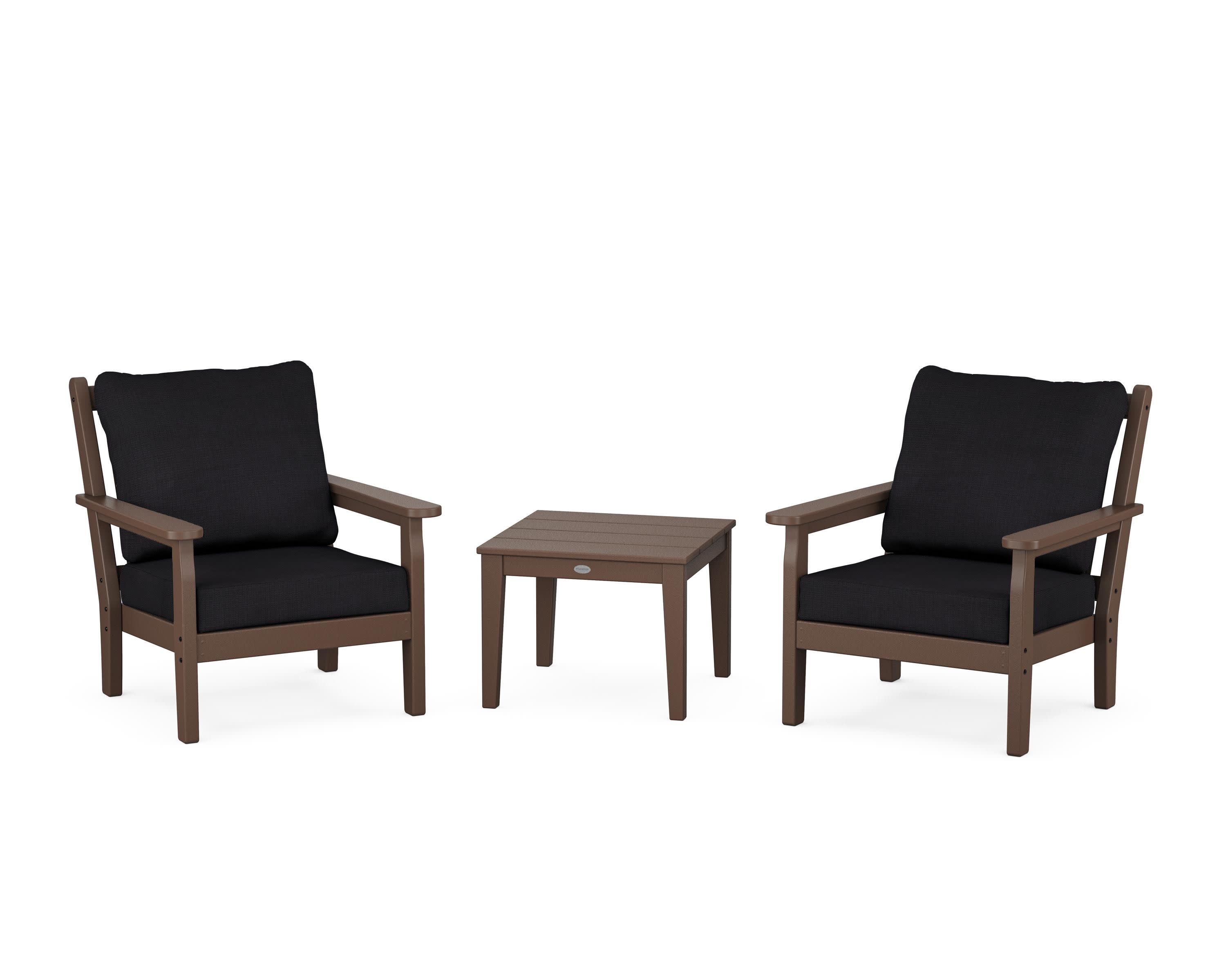 Chippendale 3-Piece Deep Seating Set in Mahogany / Midnight Linen