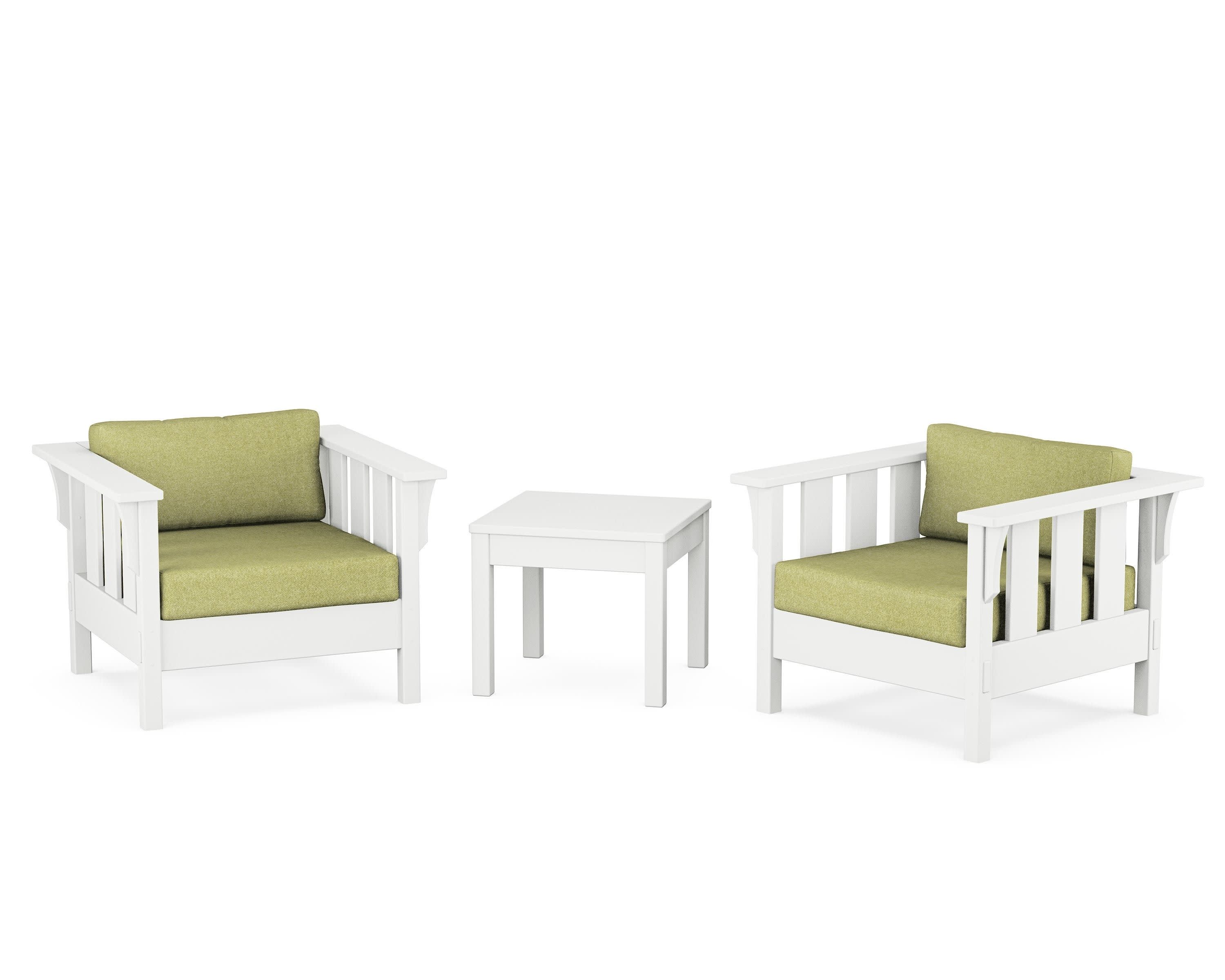 Acadia 3-Piece Deep Seating Set in White / Chartreuse Boucle