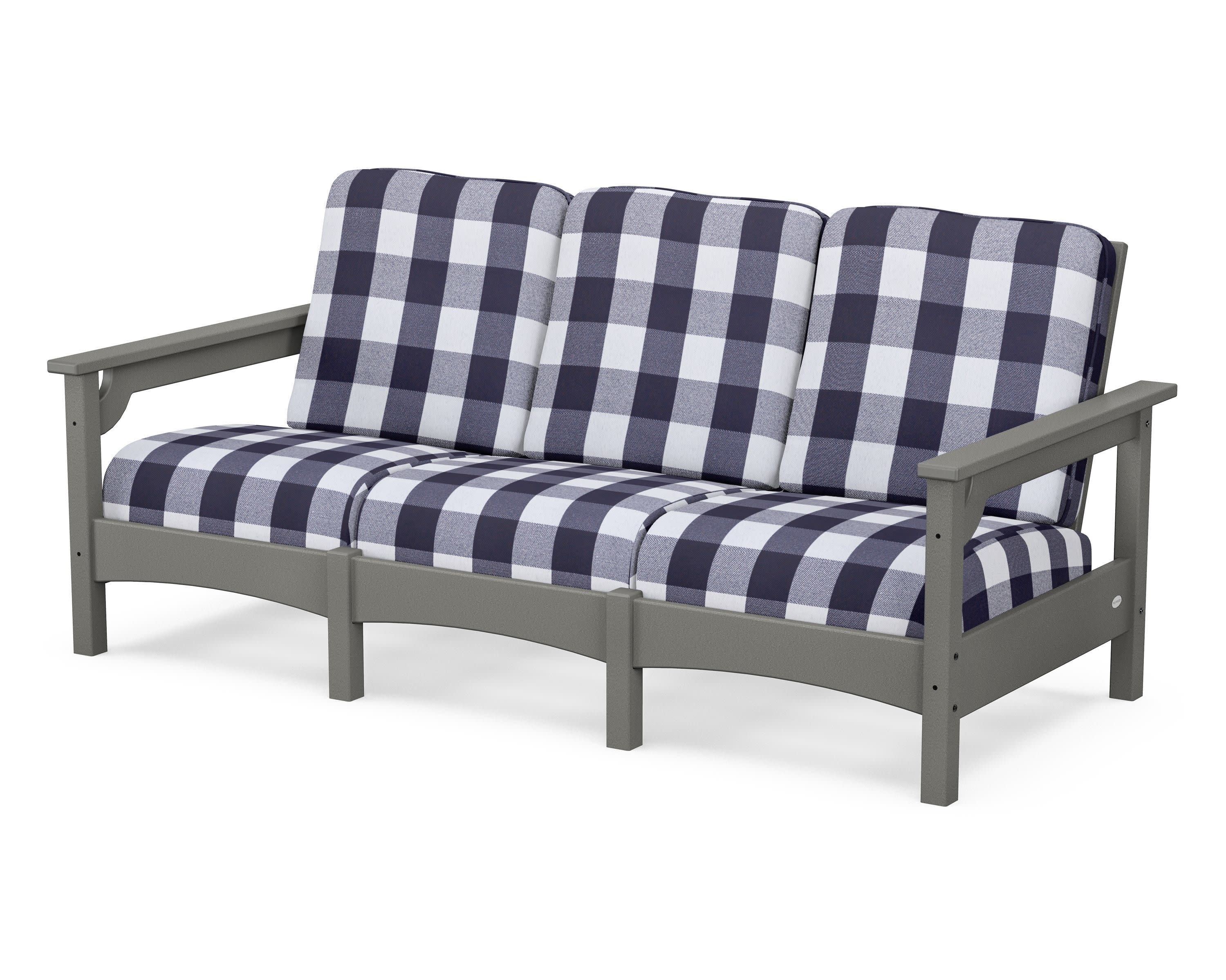 Club Sofa in Slate Grey / Buffalo Plaid Navy
