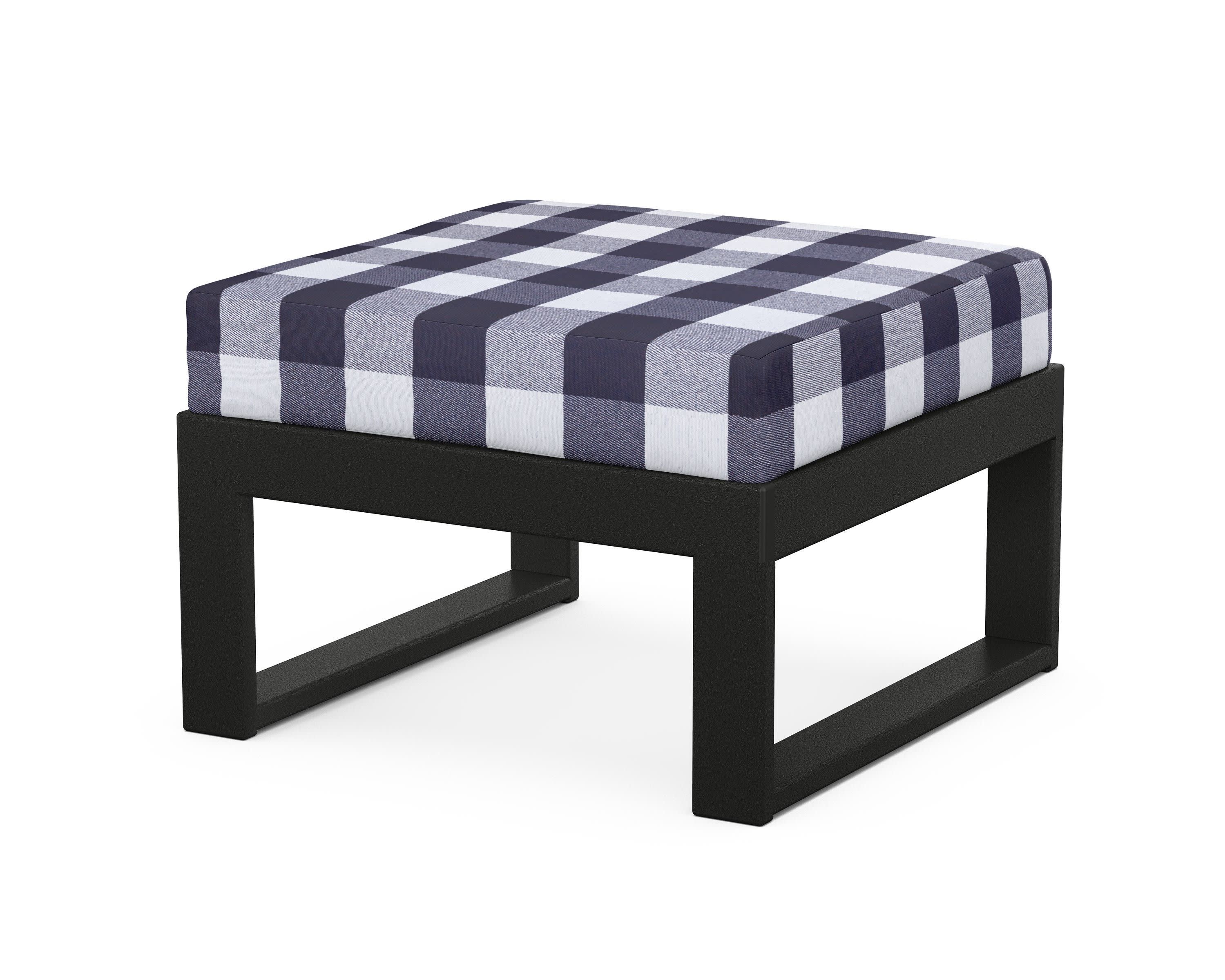 Modular Ottoman - Modern in Black / Buffalo Plaid Navy