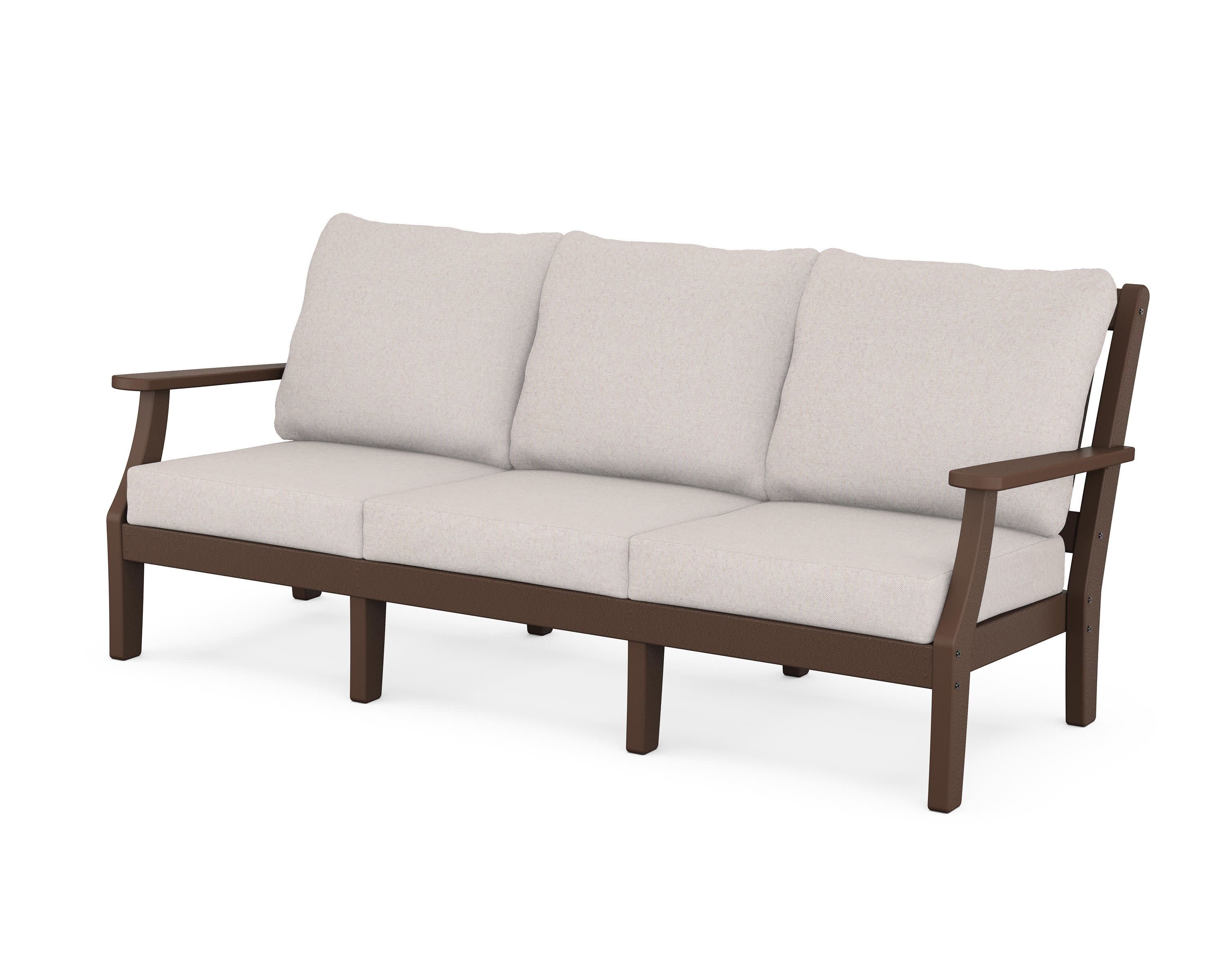Chinoiserie Deep Seating Sofa in Mahogany / Dune Burlap