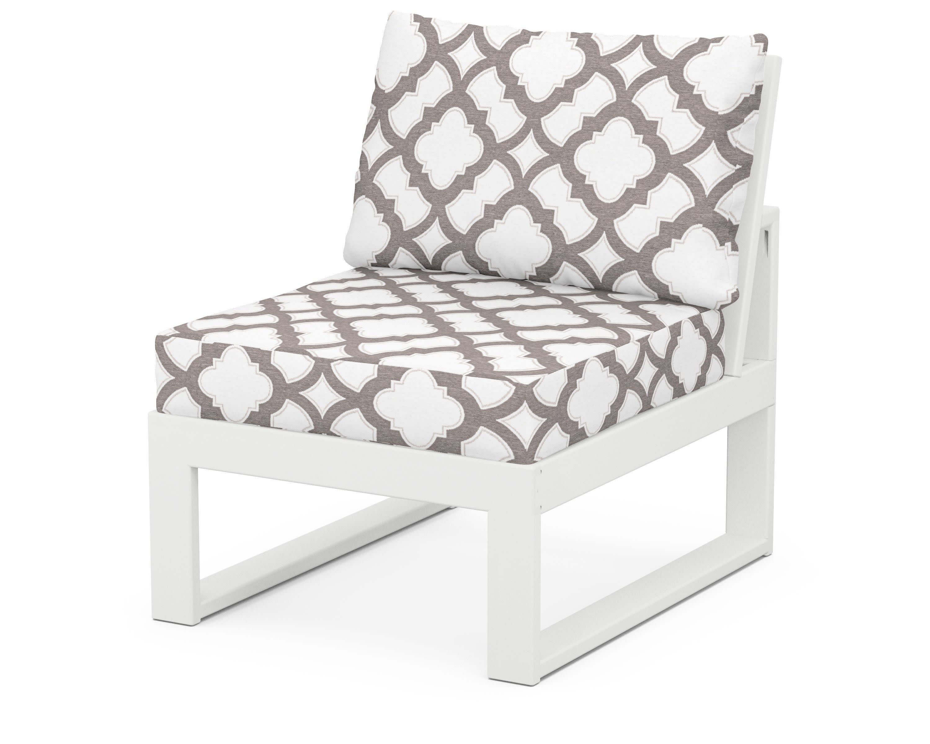 Modular Armless Chair in White / Trellis Grey Mist