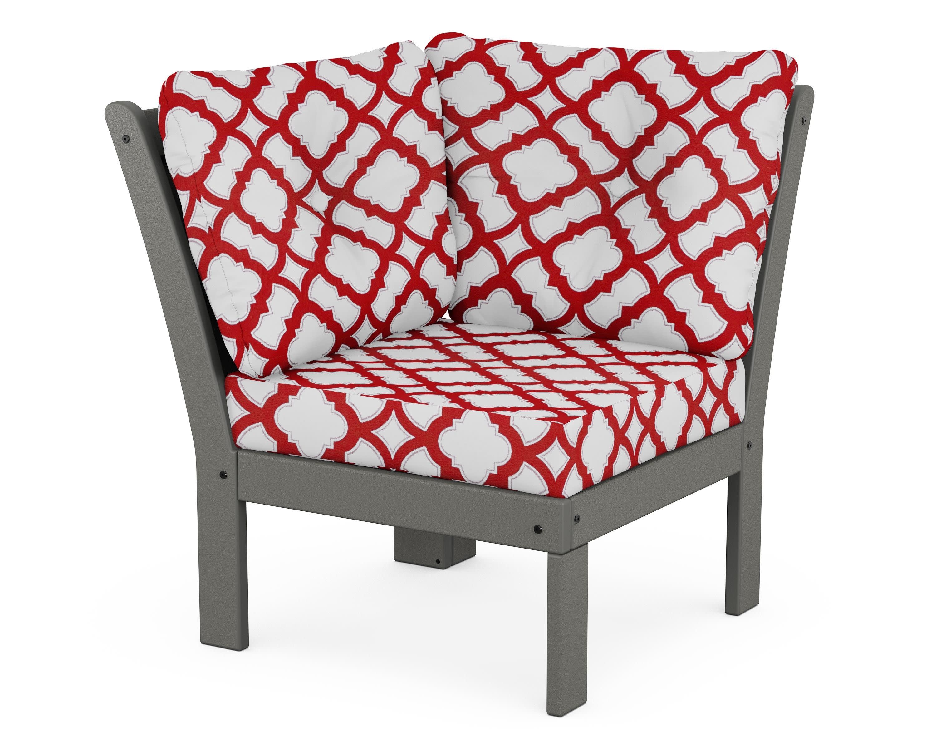 Vineyard Modular Corner Chair in Slate Grey / Trellis Crimson