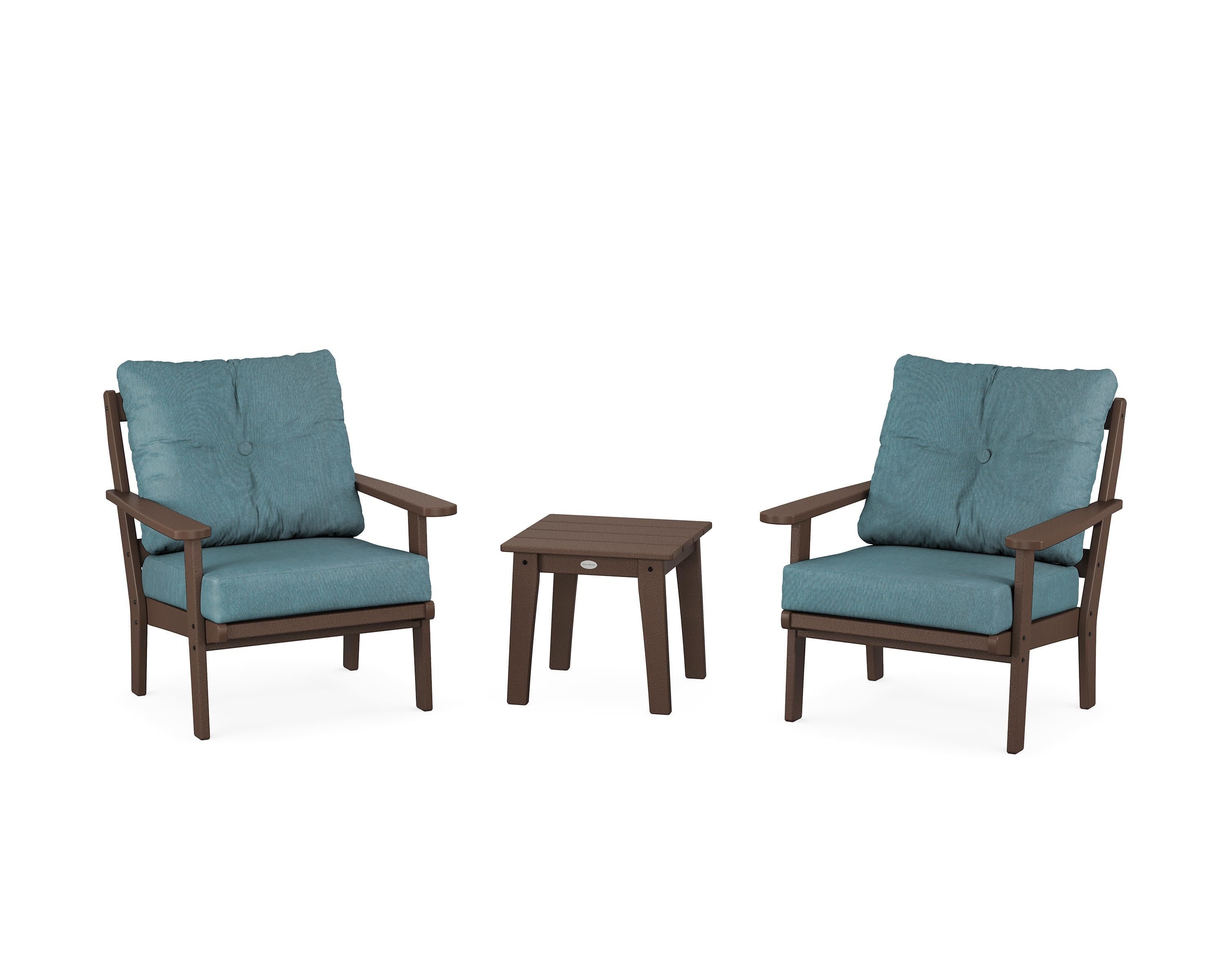 Mission 3-Piece Deep Seating Set in Mahogany / Ocean Teal