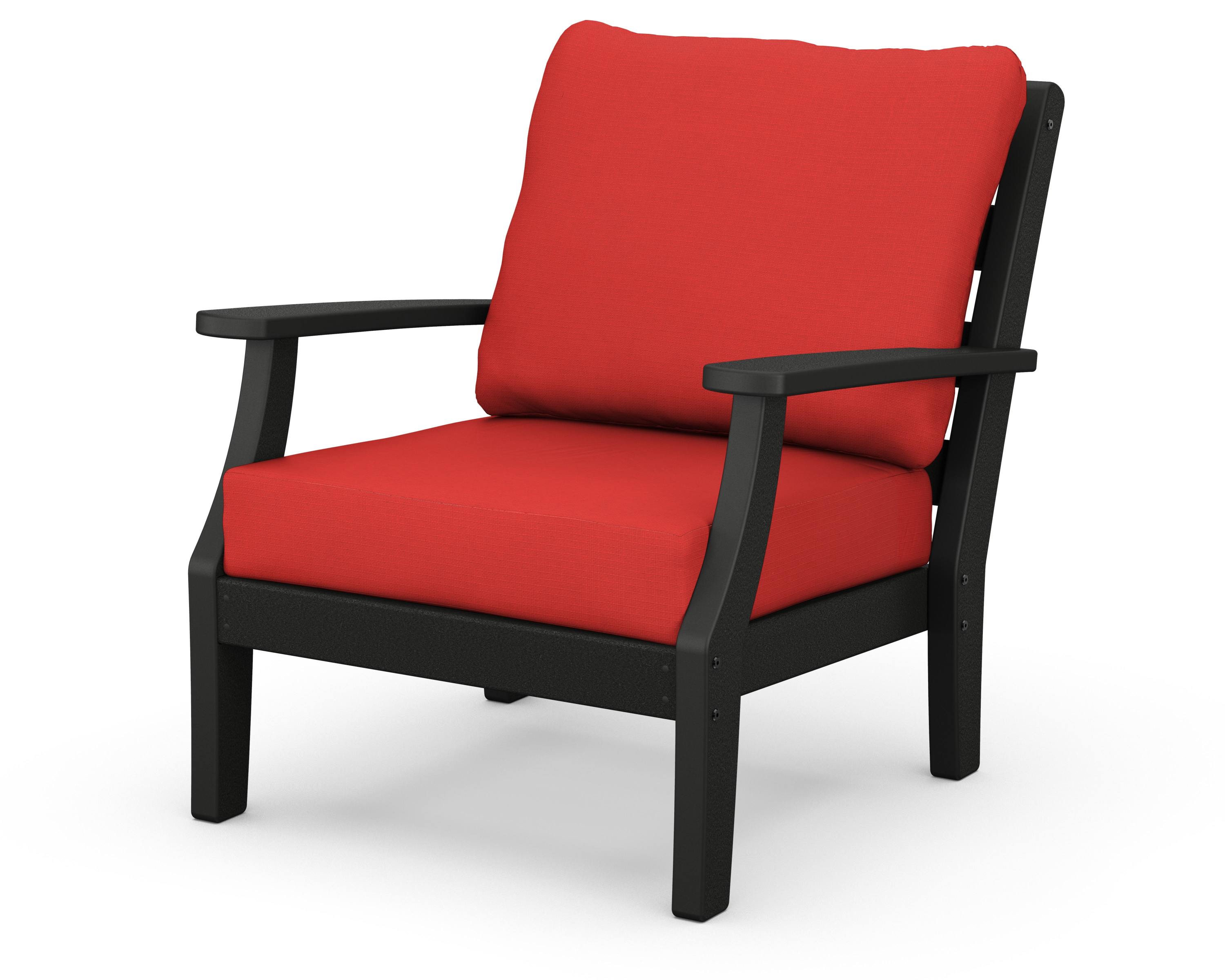 Chesapeake Deep Seating Chair in Black / Crimson Linen