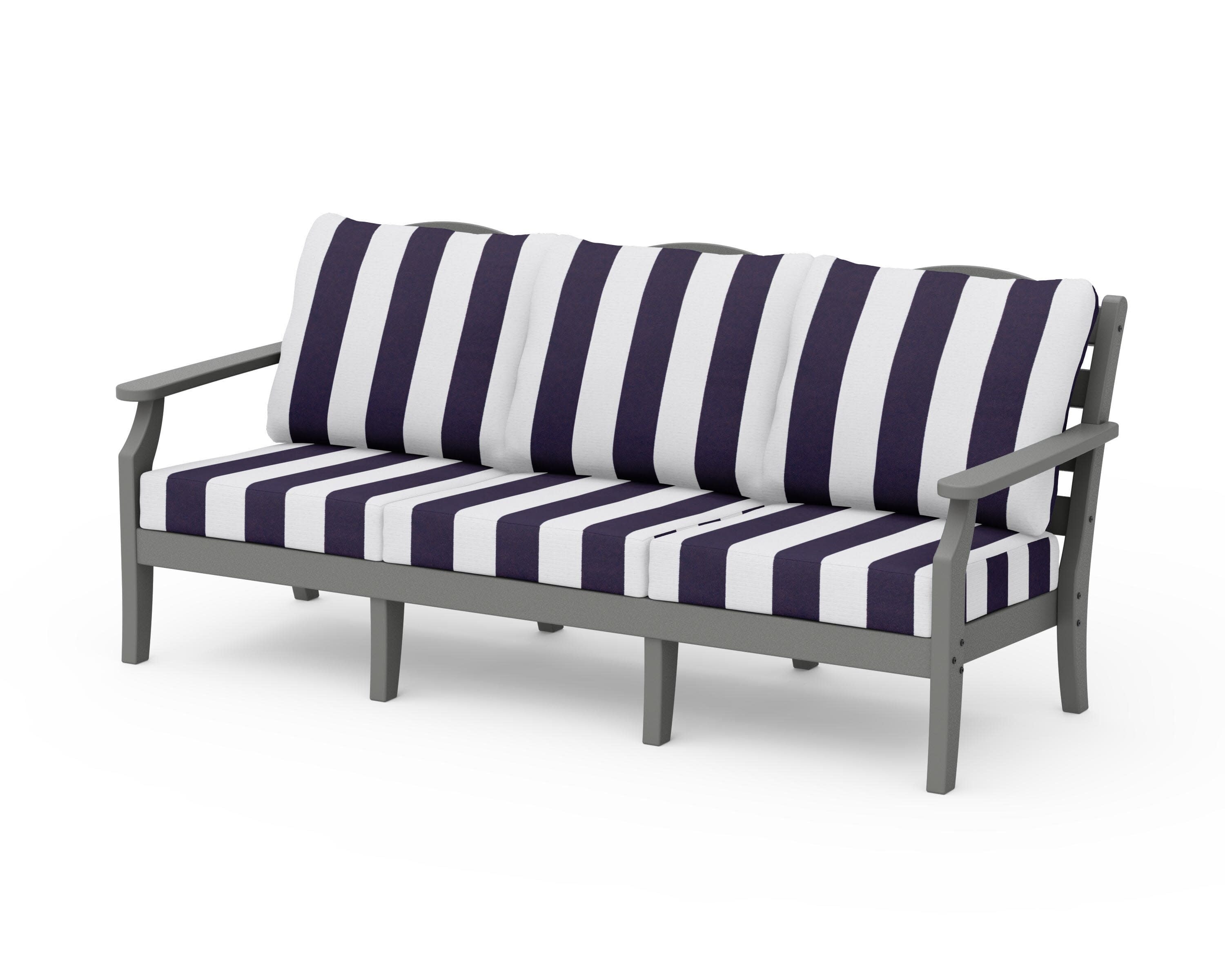 Savannah Deep Seating Sofa in Slate Grey / Cabana Stripe Navy
