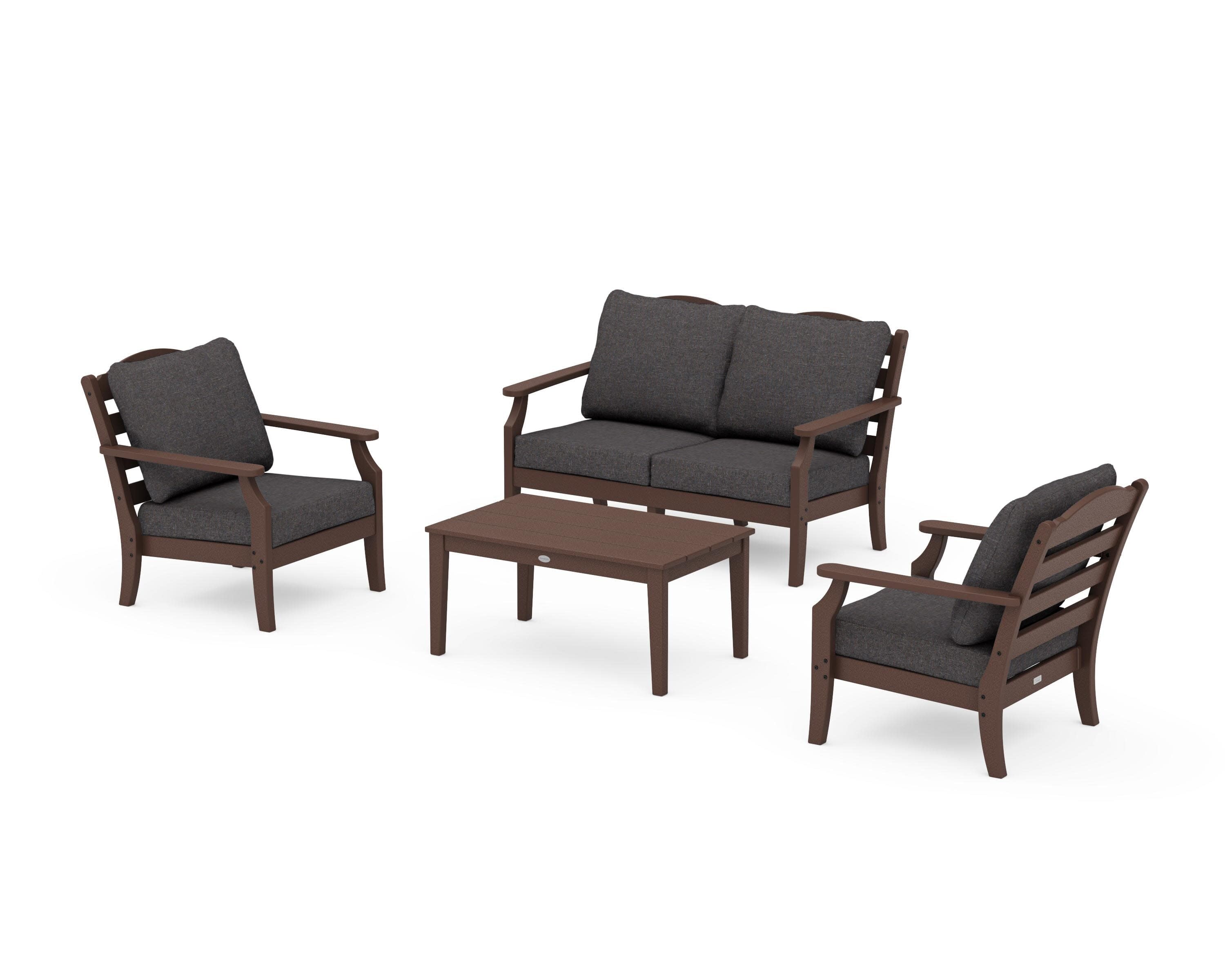 Savannah 4-Piece Deep Seating Set with Loveseat in Mahogany / Ash Charcoal